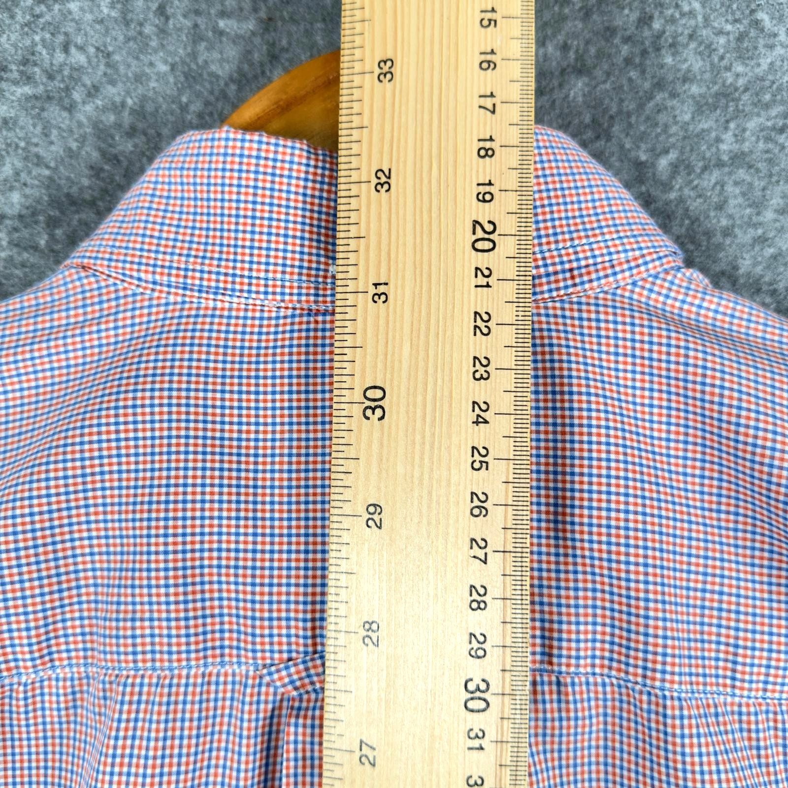 GANT Broadcloth Shirt Mens Medium Orange Check Regular Fit Preppy Smart Casual