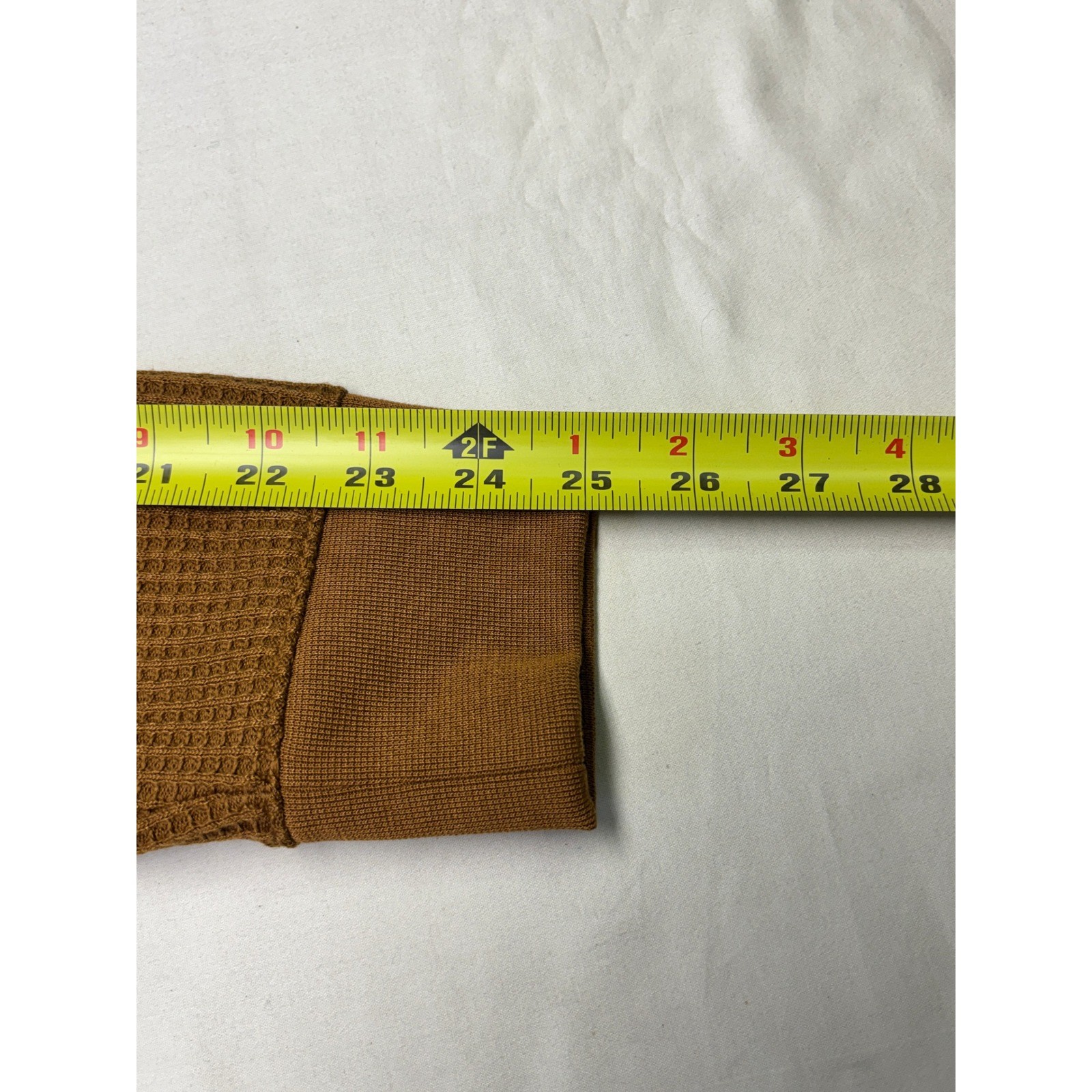 LL Bean Signature Waffle Knit Pullover Top Brown Thermal Long Sleeve L 511013