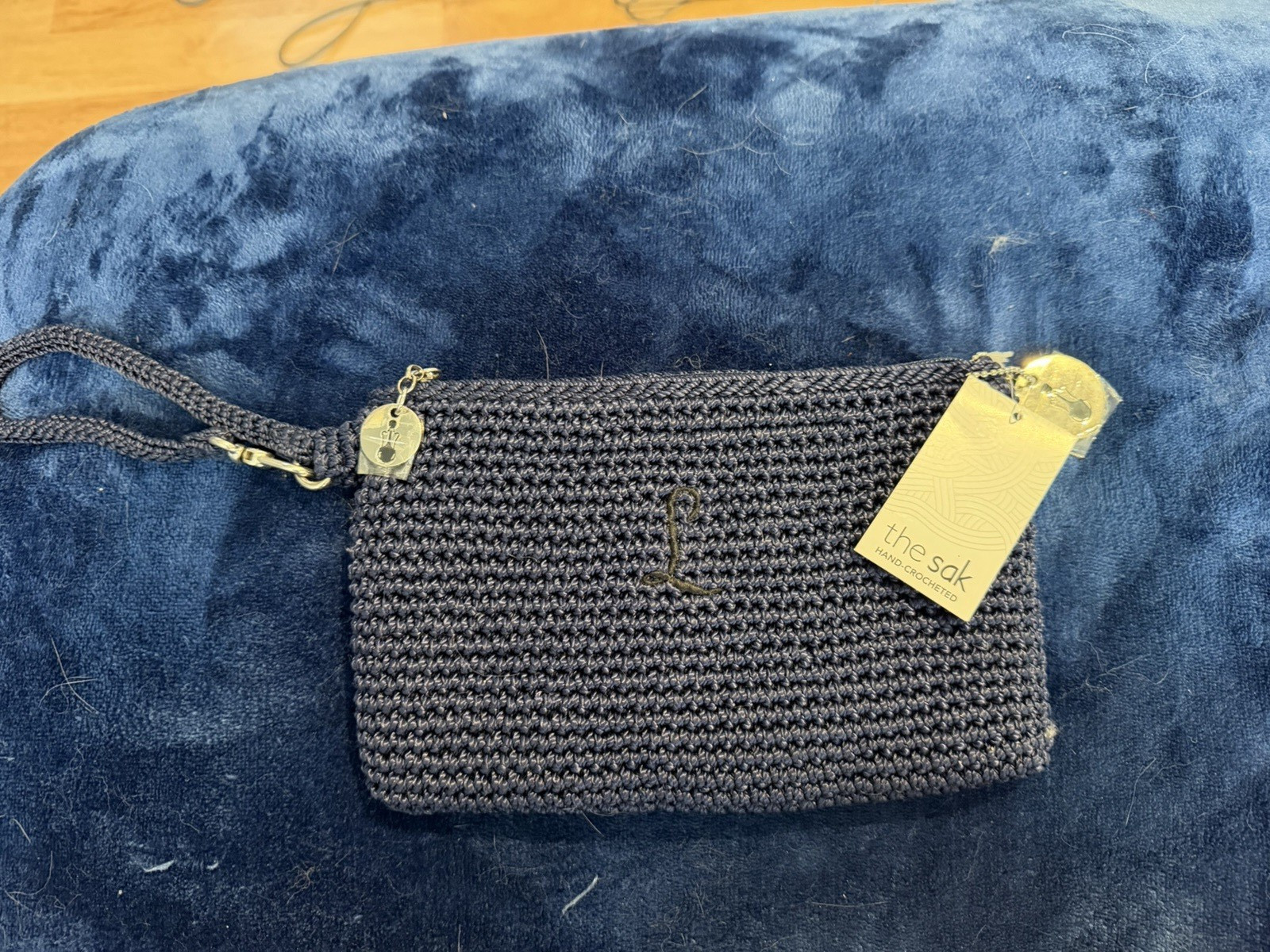 The Sak Women’s Blue Solid Zip Wristlet Wallet with Wrist Strap