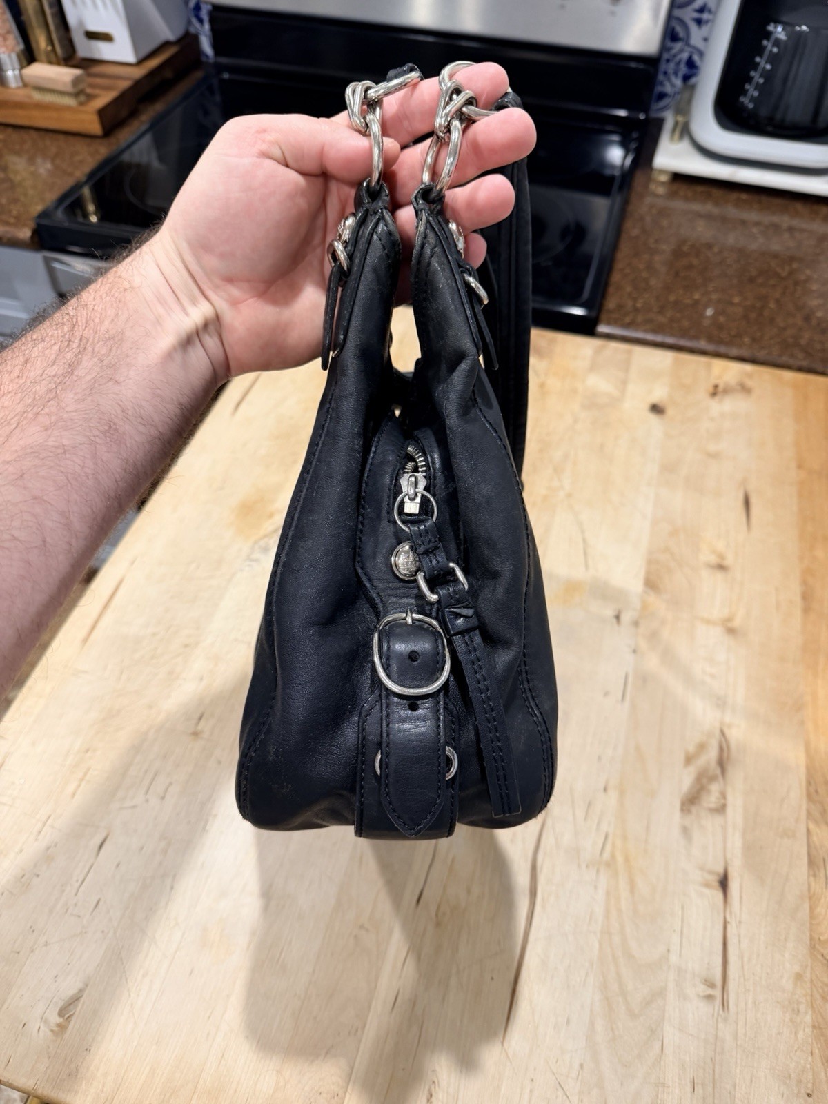 Vintage COACH Madison Mia Maggie Black Leather Shoulder Hobo Bag Large 15742
