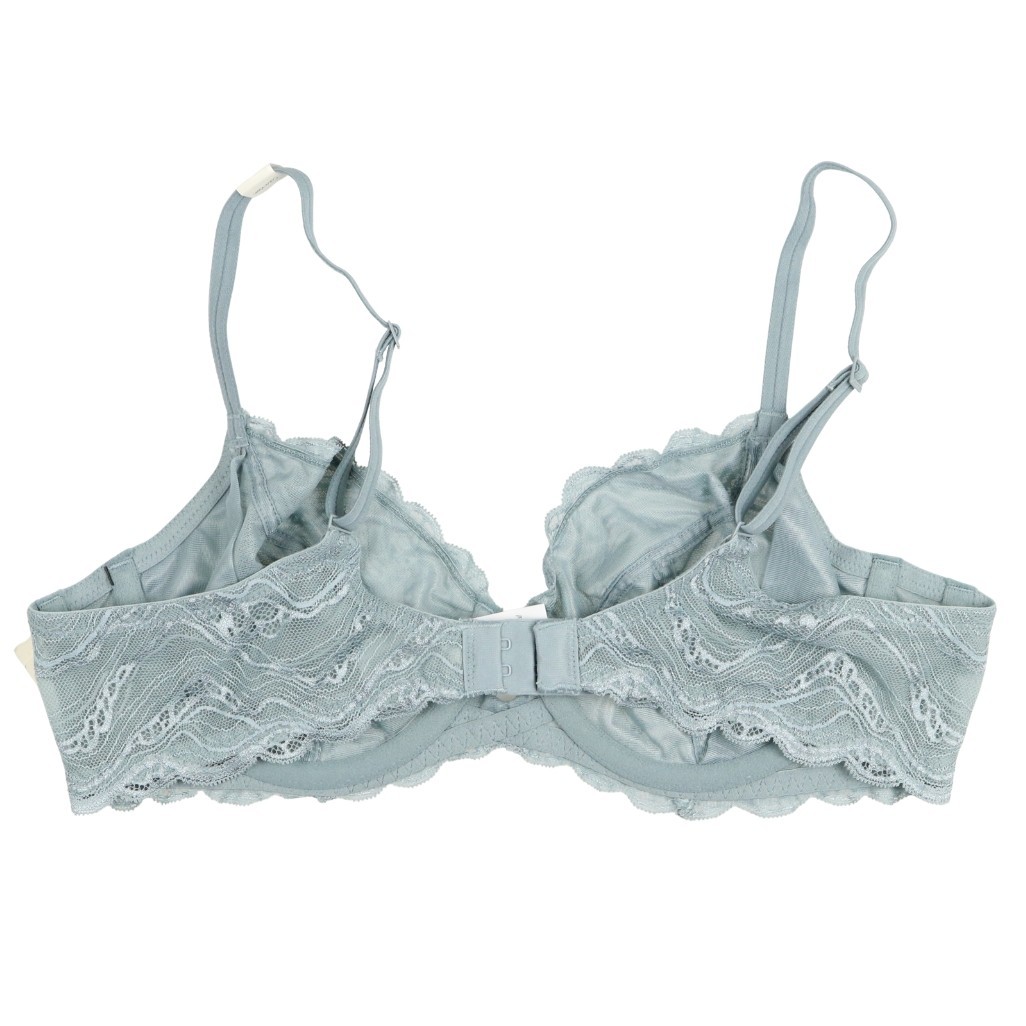 CALVIN KLEIN Sensual Stretch Lace Unlined Full Coverage Bra 36B Lead Blue QF8120
