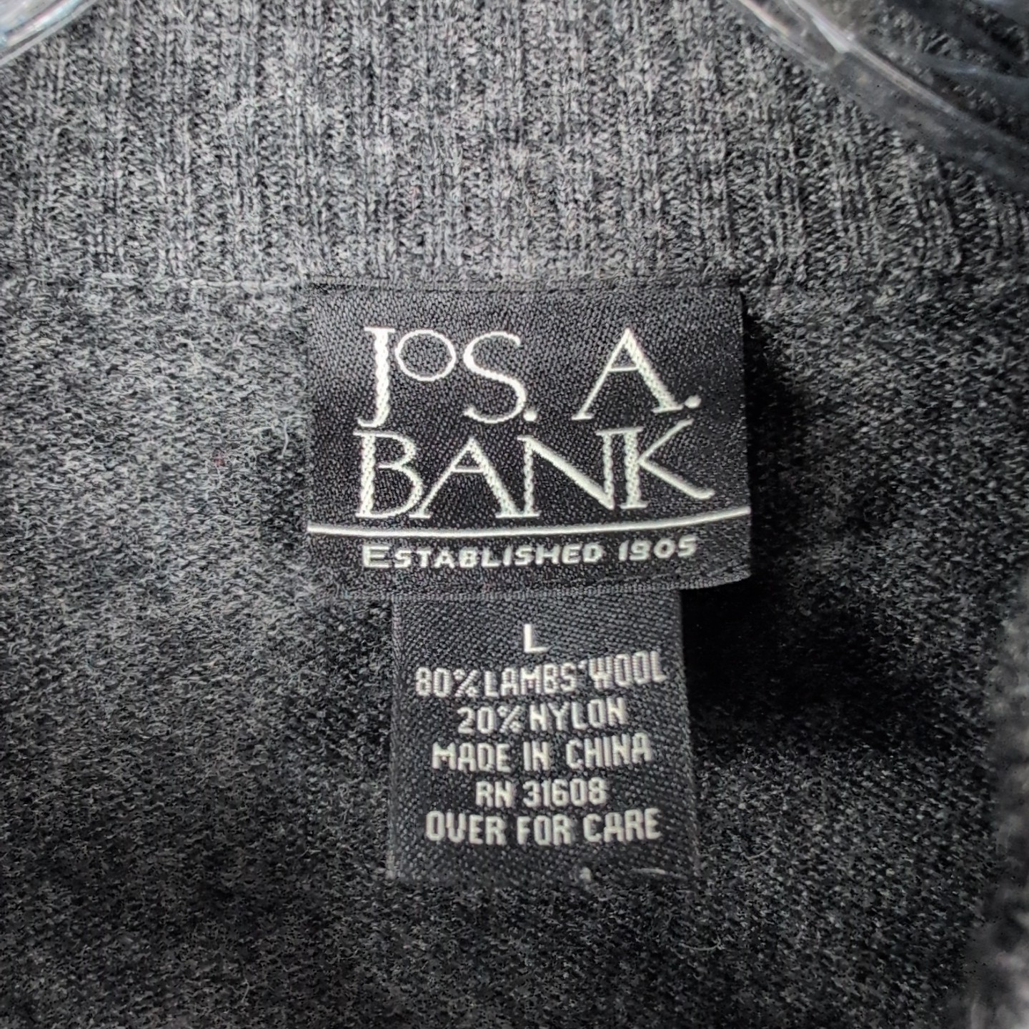 Jos A Bank Men’s Large Lambswool Polo Sweater Argyle Gray Red Outdoor Preppy