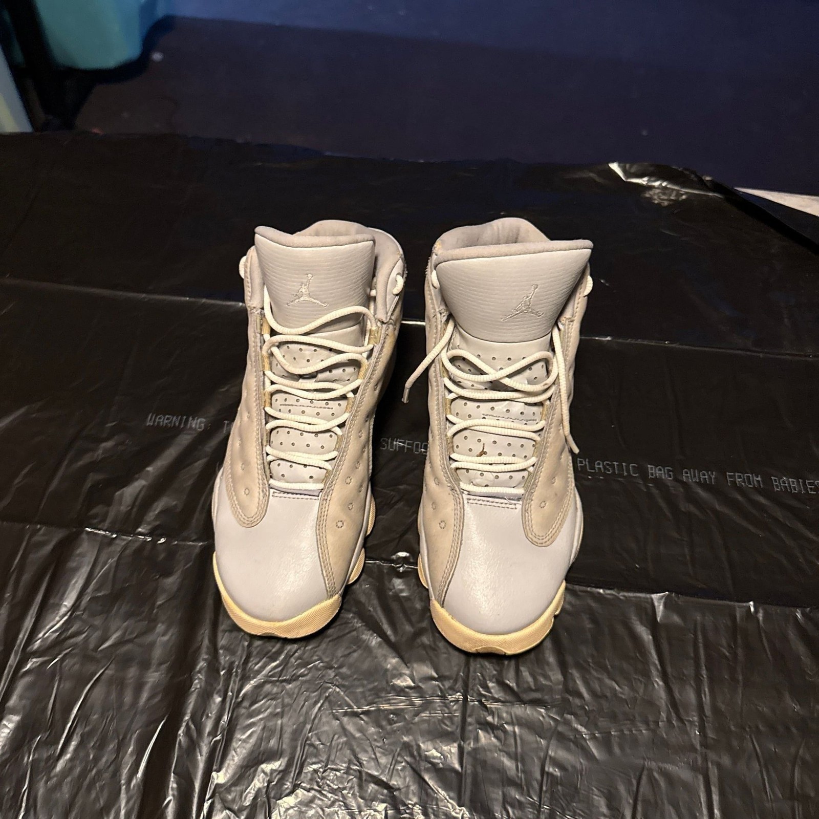 Nike Air Jordan 13 Retro High Top Sneakers, Grey/Tan Leather, Size 5
