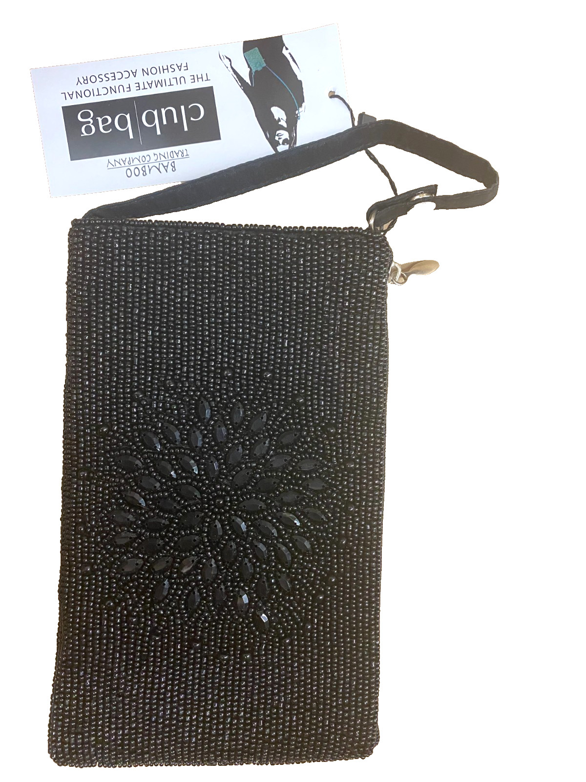 Bamboo Trading Company Club Bag Black Flower NWT * free ship