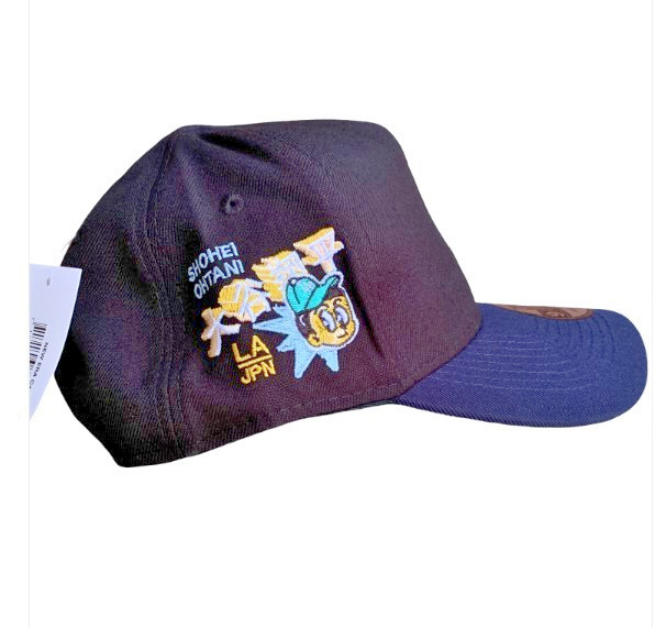 LA Dodgers Black + Navy + Gold Baseball Cap w/Shohei Ohtani caricature