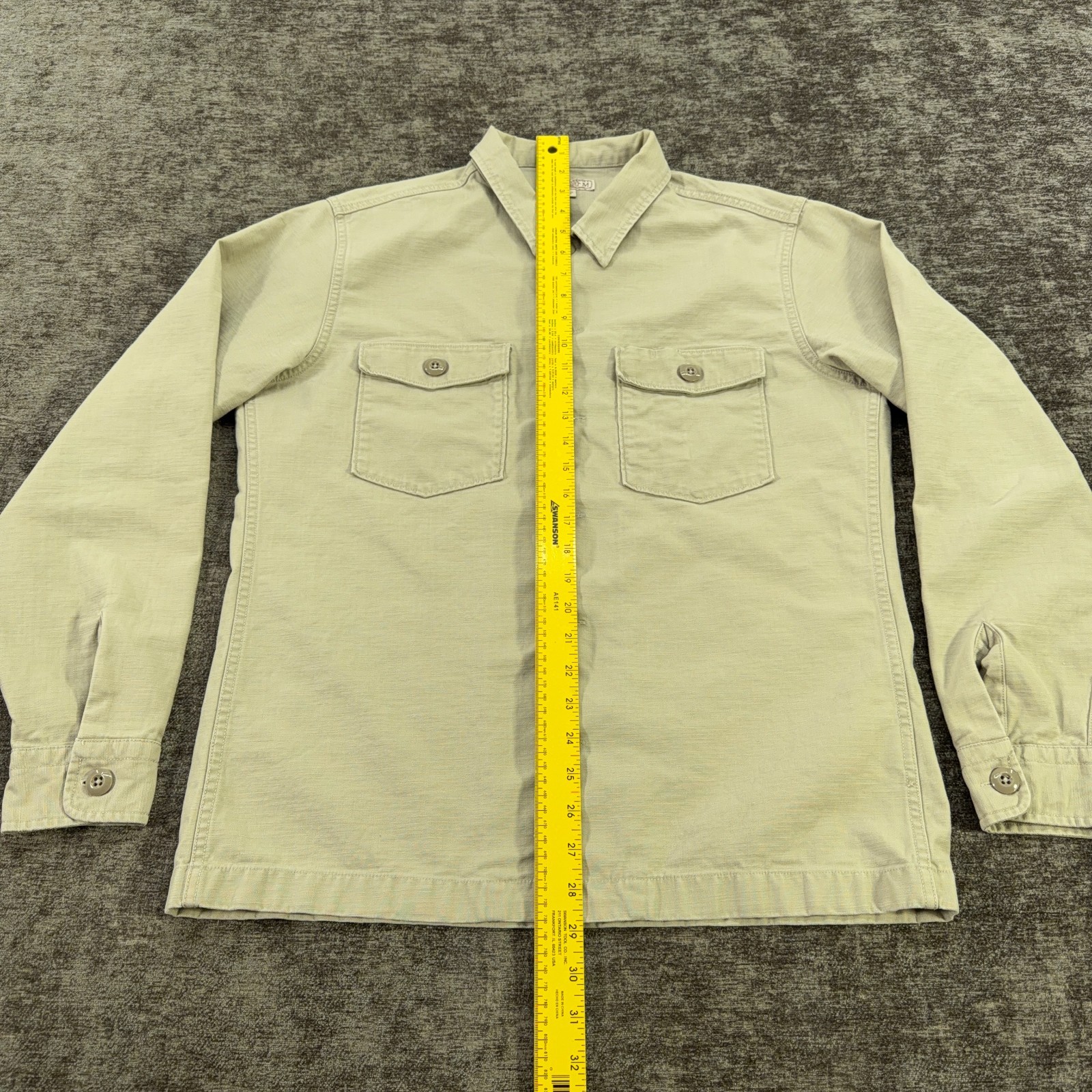 J.Crew Wallace & Barnes Shirt Jacket Men Medium Beige Military Work Chore Canvas