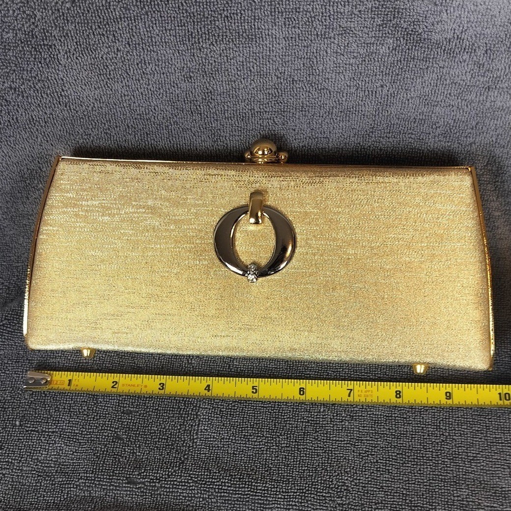 Vintage Gold Hard Shell Evening Clutch Gold