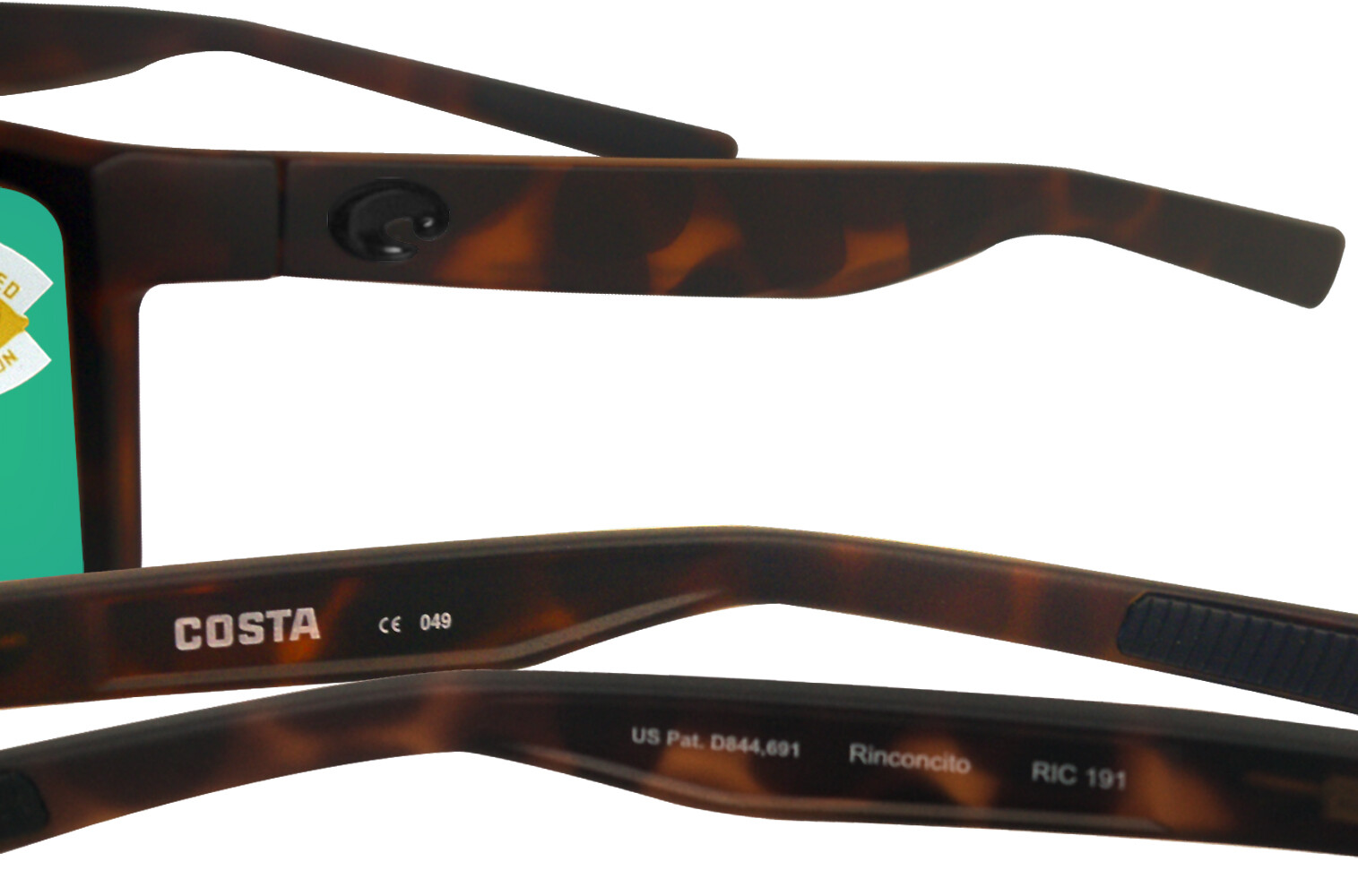 Costa Del Mar Rinconcito Matte Tortoise Green Mirror 580 Plastic Polarized Lens