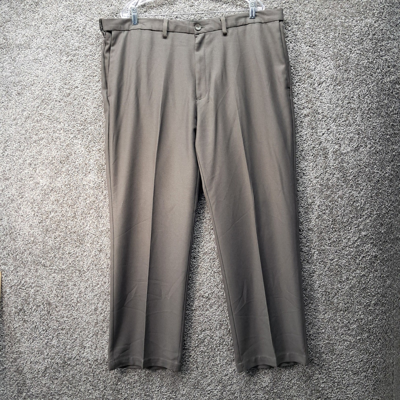 Haggar Clothing Co Mens Brown Dress Pants Flat Front Trousers 42×29 WPL 386