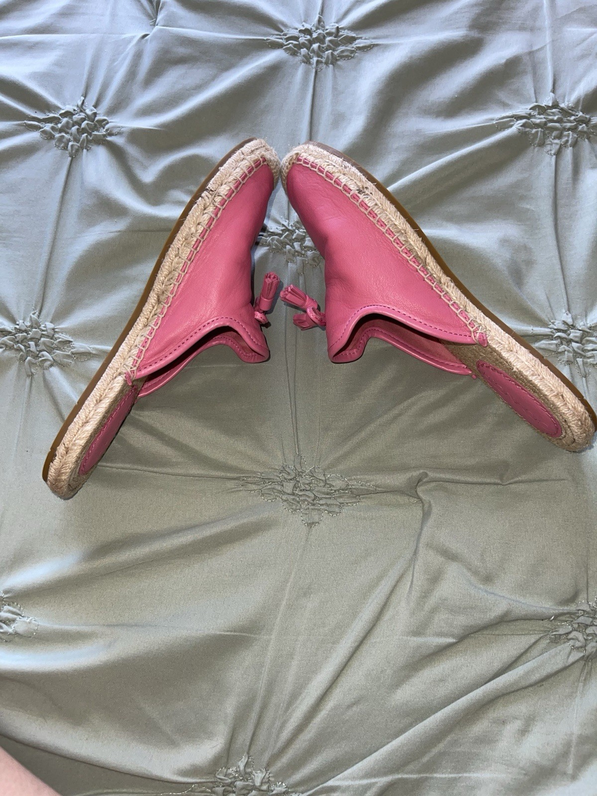 Coach Pink Leather Tassel Slip-On Flats Women’s EU 37.5 Closed Toe