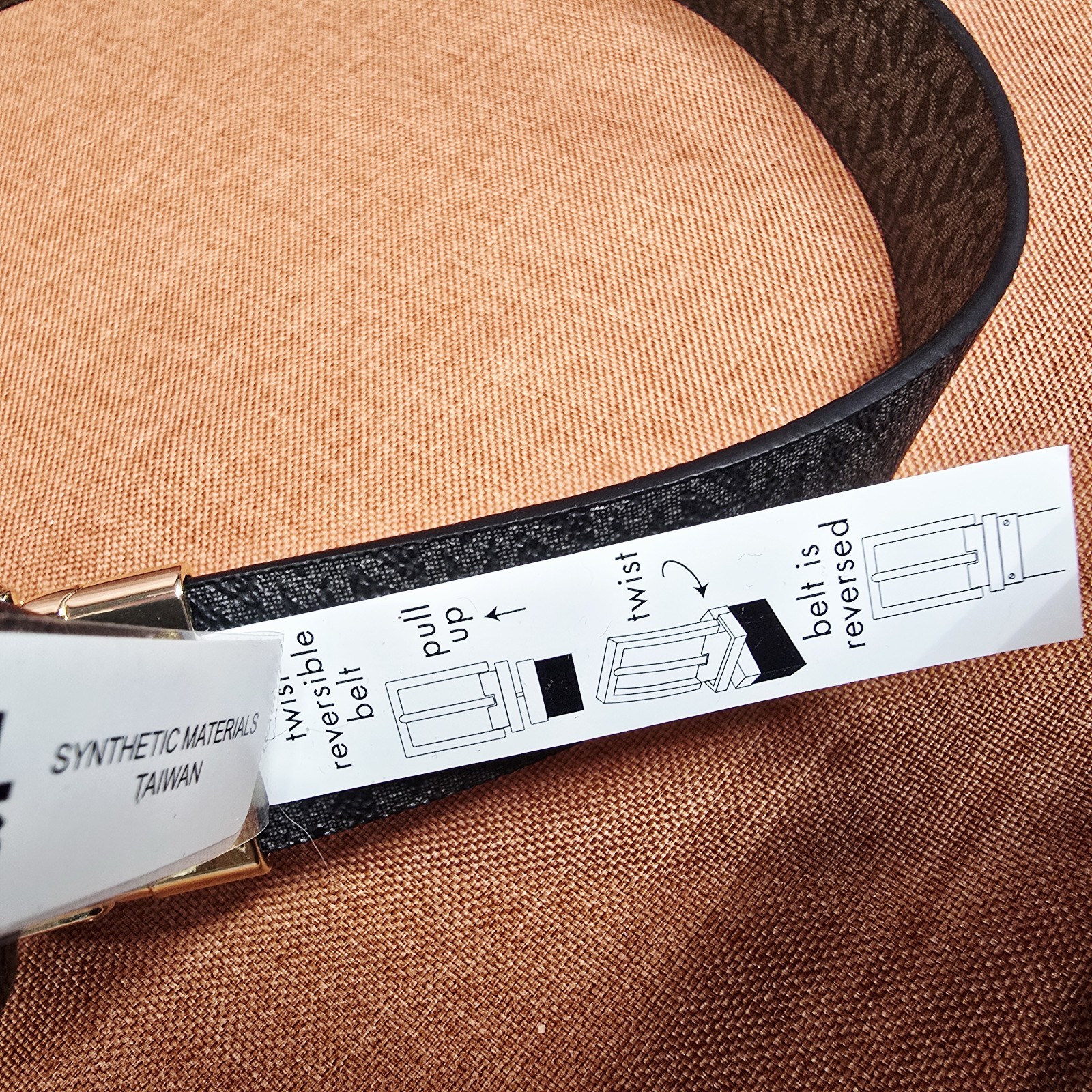 NWT MICHAEL Michael Kors Reversible Belt Black Brown MK Logo Strap Women’s M