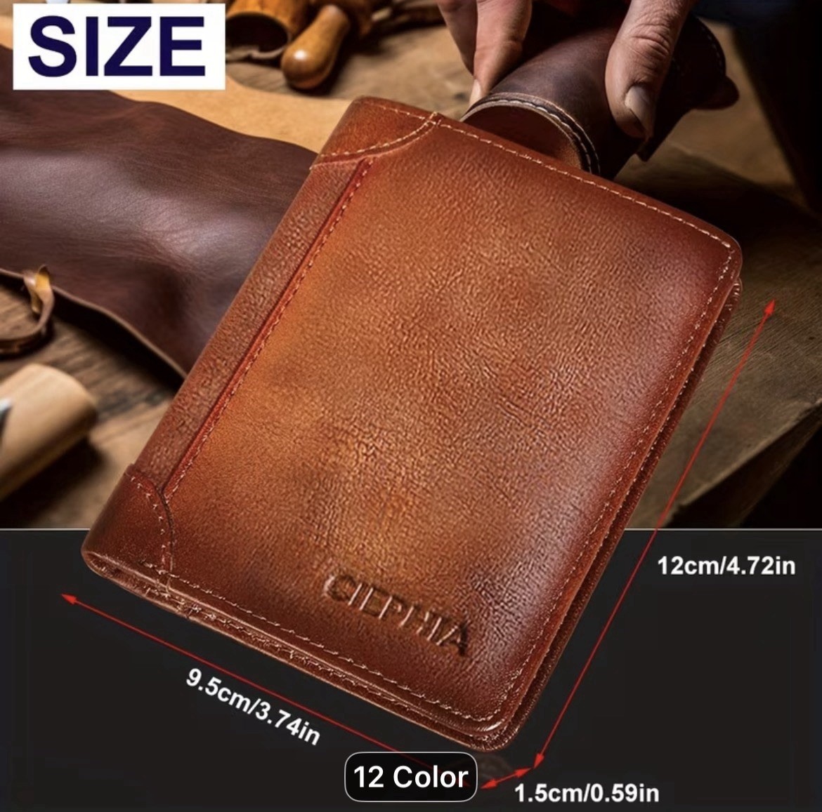 Genuine Leath Top Layer Cowhide Vintage Short Multi Function Credit Card Holder,