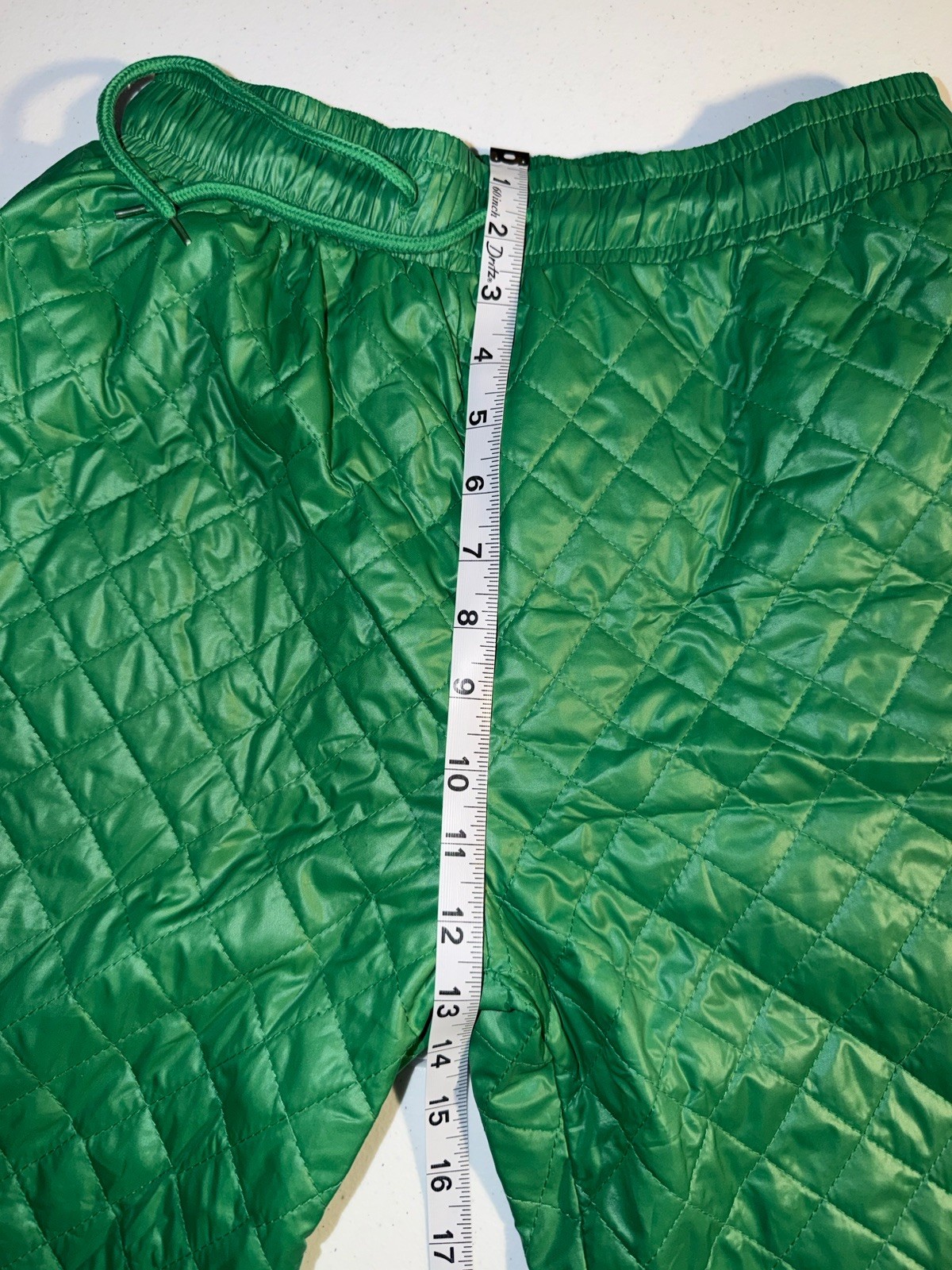 Men’s Green Quilted Jogger Pants Size M Regular Fit 32″ Waist Pockets