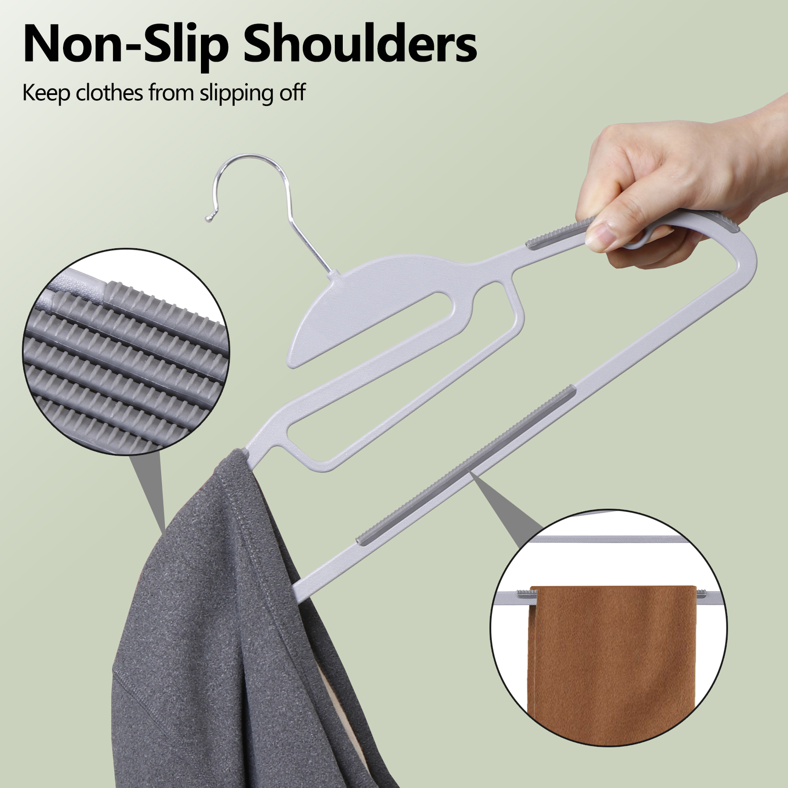 50 Pack Heavy Duty Plastic Hangers Non Slip Clothes Hangers for Coats Pants Gray