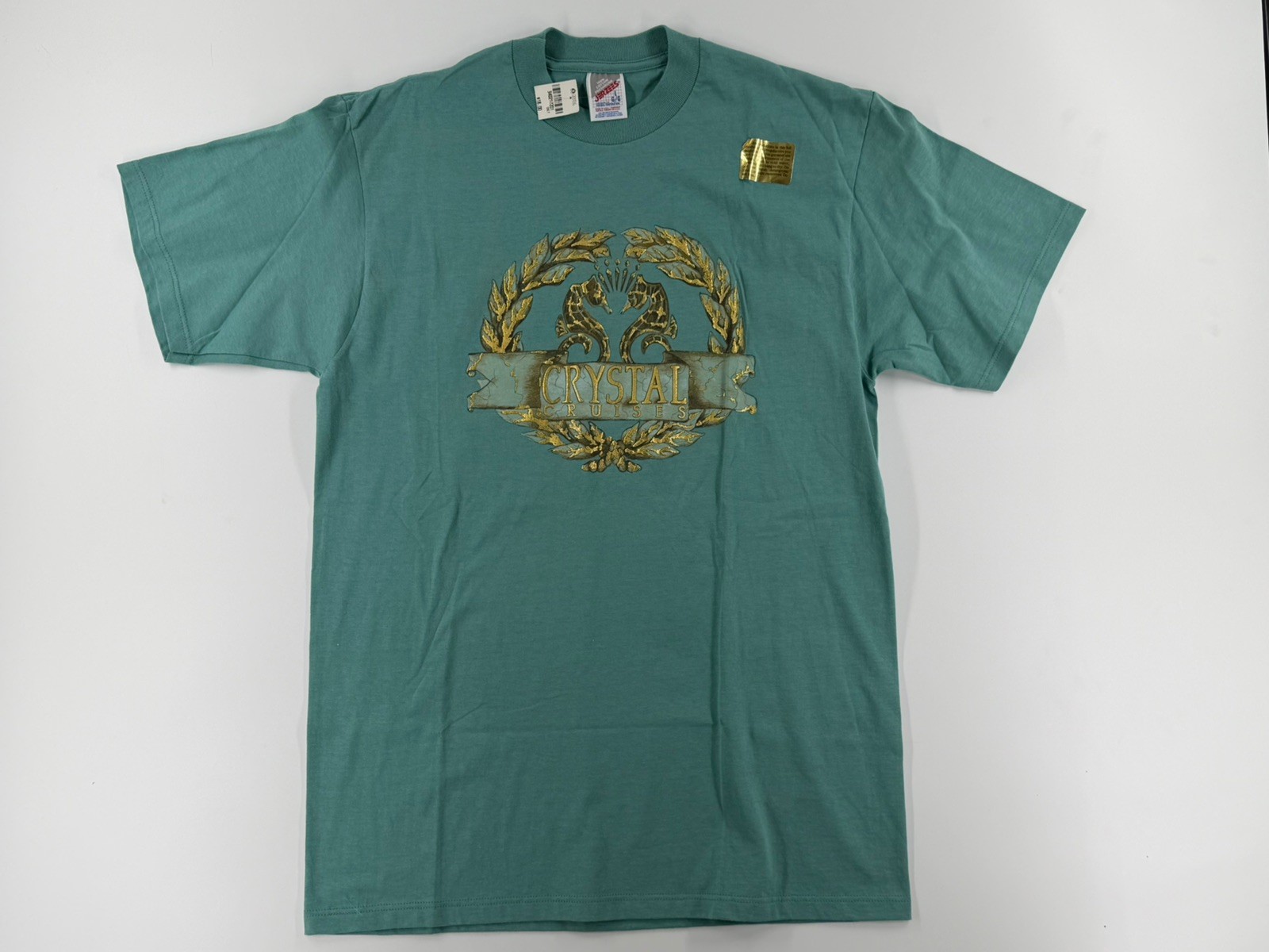 NWT Vintage 1990s Luxury Crystal Cruises Graphic Dragon Green T-Shirt Size Large
