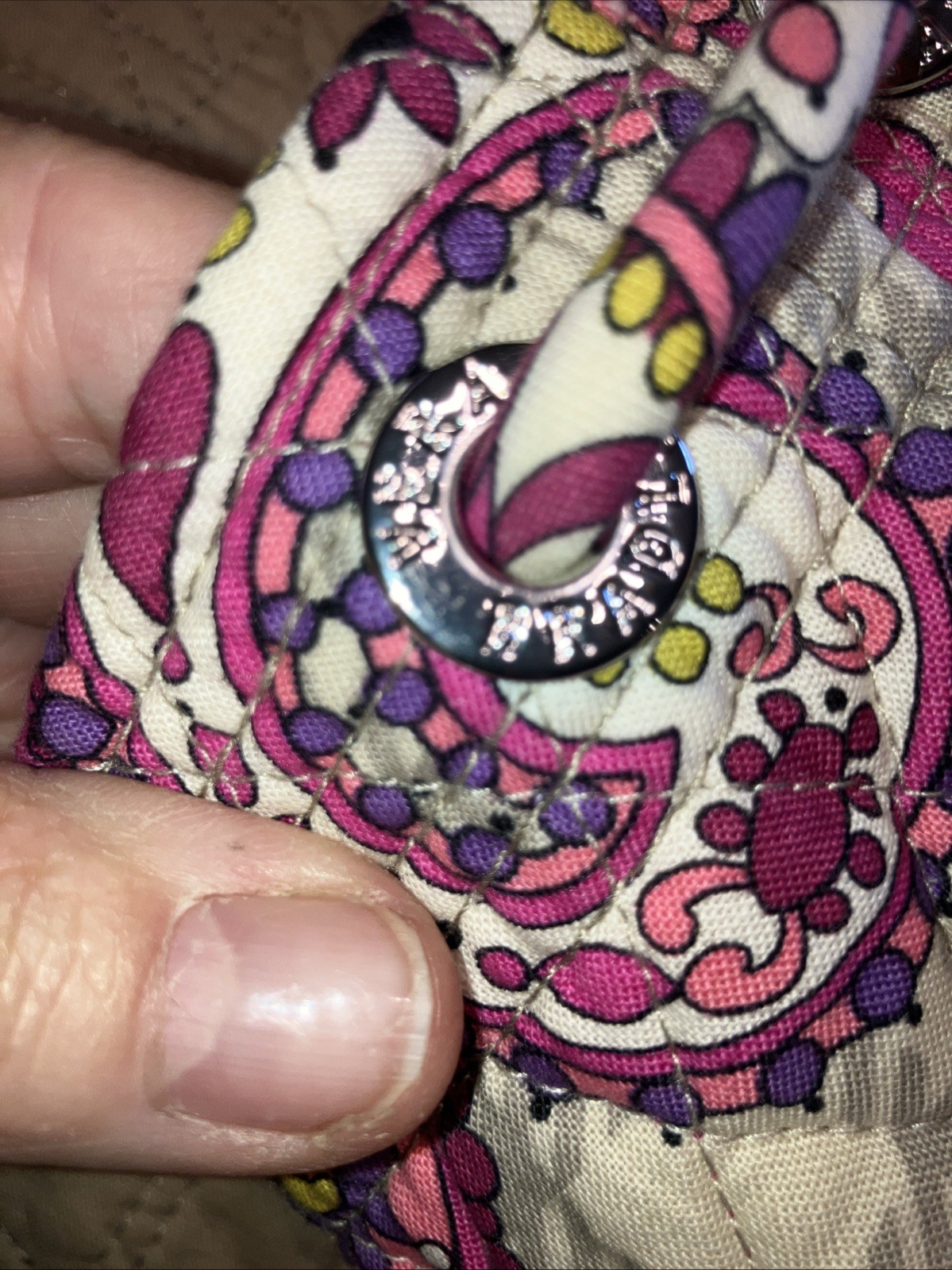 VERA BRADLEY Pink “Paisley Meets Plaid” Quilted Drawstring Cinch Backpack-Clean-