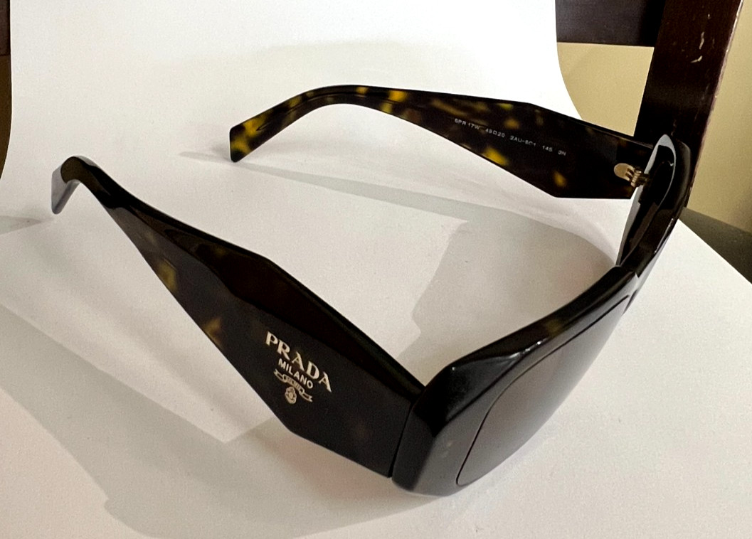 PRADA SPR17W 2AU-8C1 145 3N TORTOISE-SHELL RECTANGULAR SUNGLASSES
