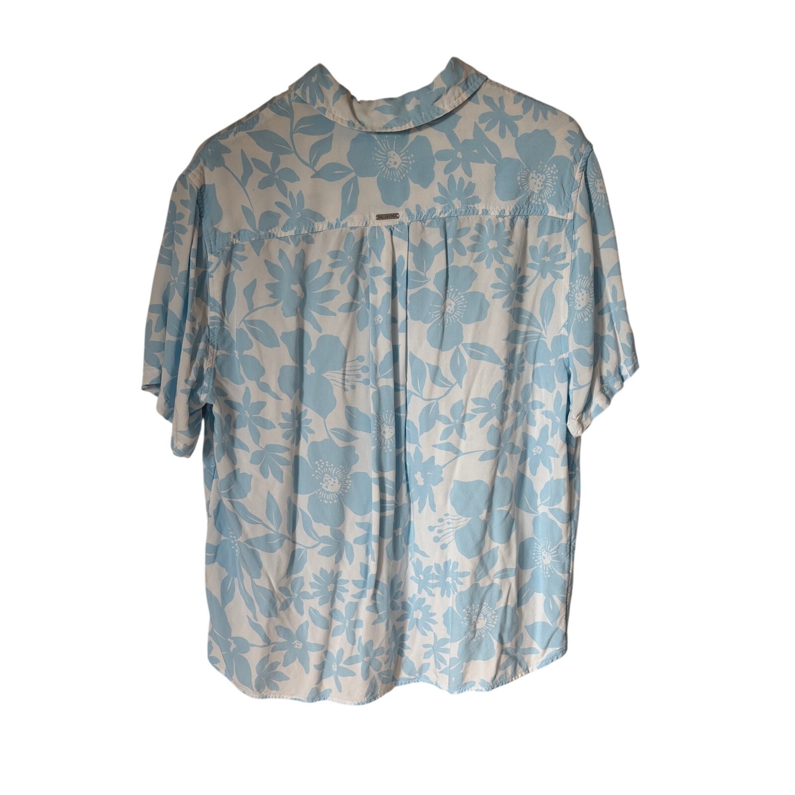 Billabong Mens Size Small Floral Button Down Shirt Blue White Hawaiian Beach