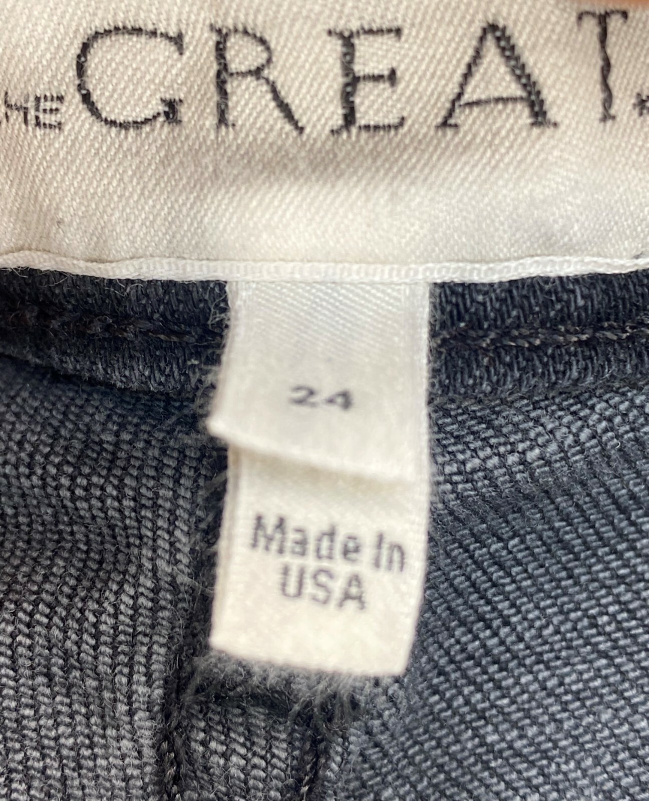 THE GREAT “ALMOST SKINNY” CHARCOAL COTTON BLEND ANKLE CROPPED JEANS SIZE: 24