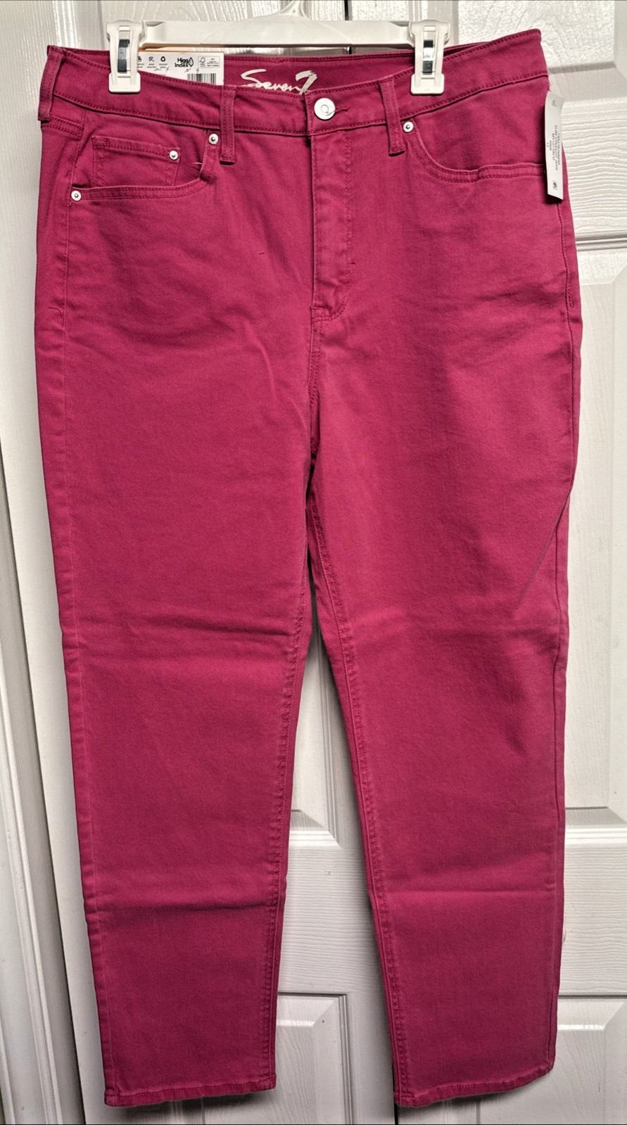 Seven 7 Jeans Women’s 12 High Rise Slim Modern Straight Fitted Hips Pink NWT