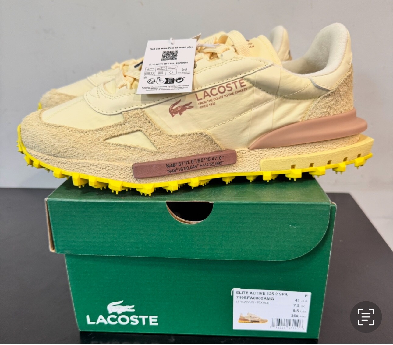 Lacoste ELITE ACTIVE 2025 Women’s Sneakers Light Yellow/Yellow. US Sizes 5 to 10