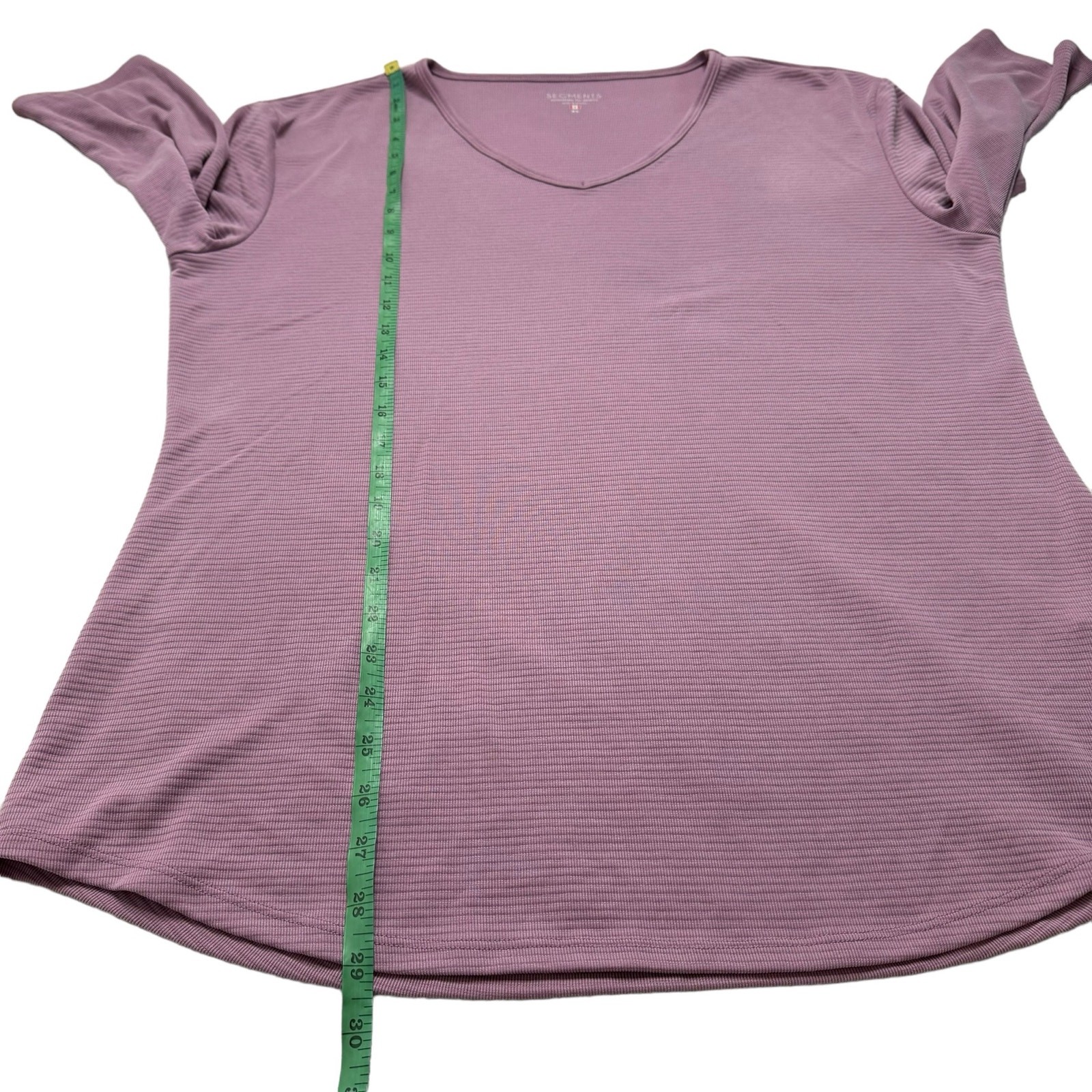 SEG’MENTS Essential 3/4 Sleeve V-Neck Textured Knit Top Lavender Purple Size XL