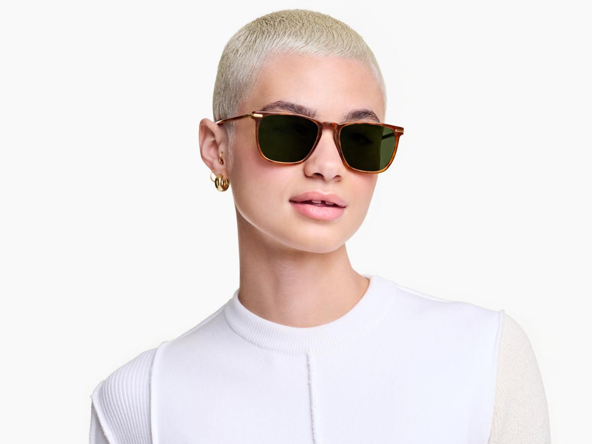 Warby Parker SUTTON Sunglasses SADDLE TORTOISE Polished Gold [Made in Italy]