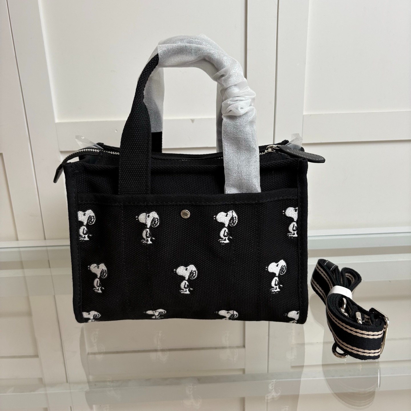 Coach CBF70 Peanuts Collaboration Cargo Tote Bag 26 Snoopy Canvas/Grosgrain