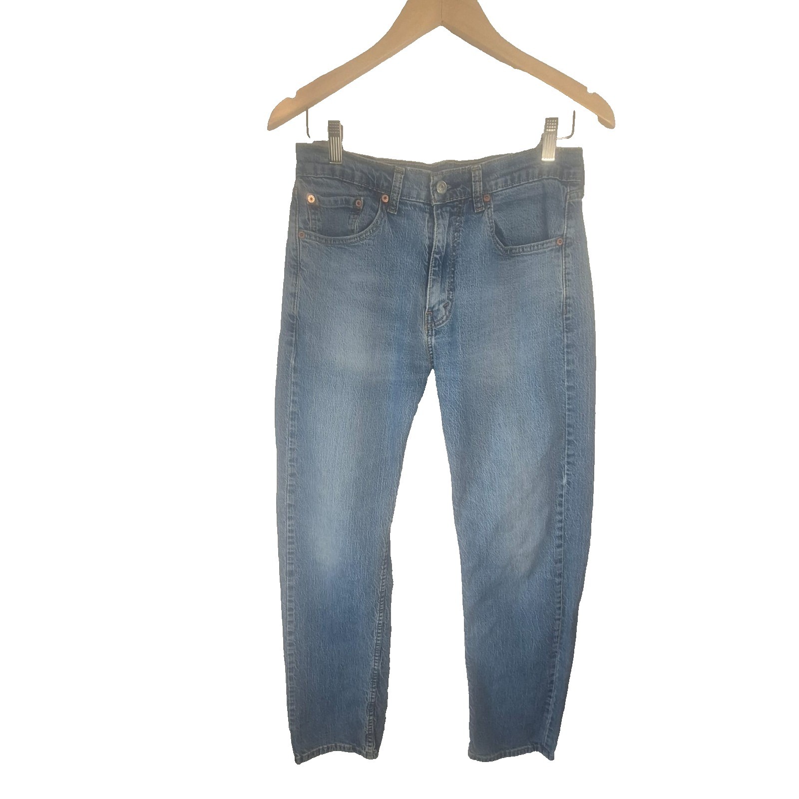 Levis 505 Regular Fit Straight Leg Blue Denim W32 L32 Wash Strech Classic