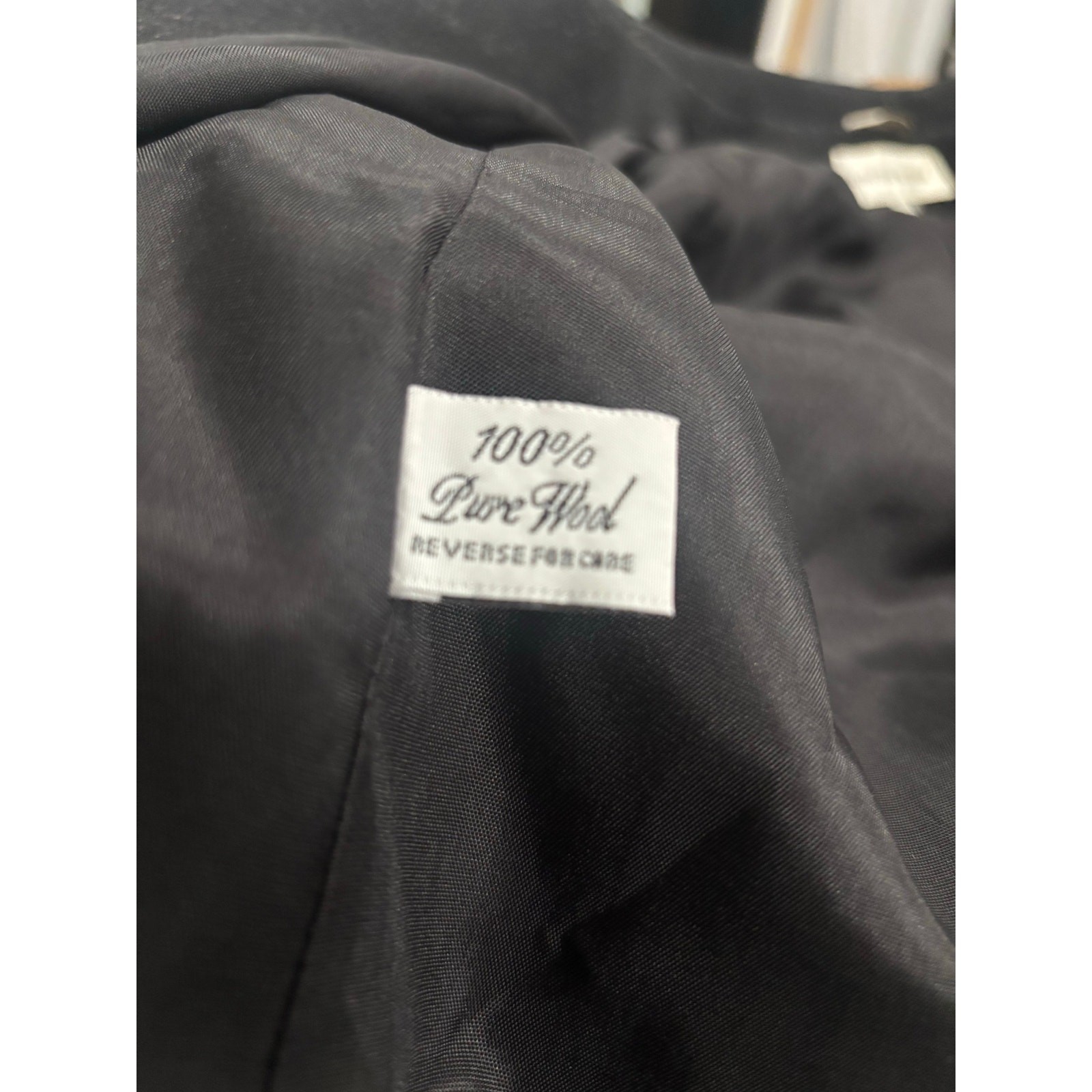 Jones New York wool long trenchcoat black minimalist old money size 14 W flaw