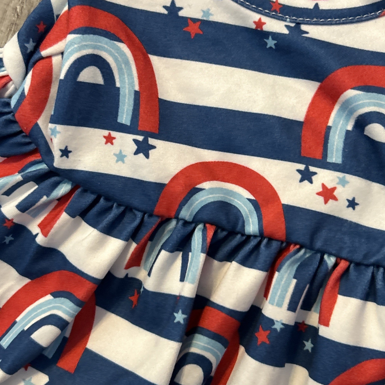 Pete And Lucy 0/3 Months Dress Rainbows Red White Blue Patriotic NWT