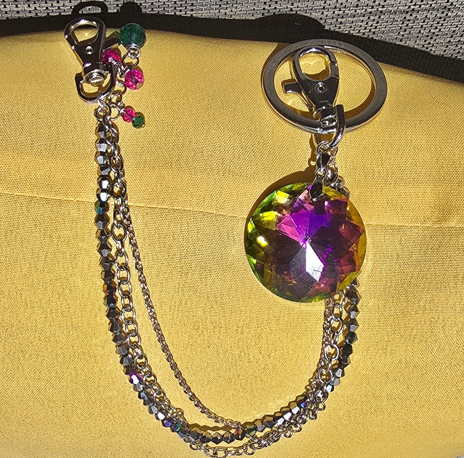 Faceted Rainbow Crystal Purse/Bag Charm, Belt Chain, Keychain, New!