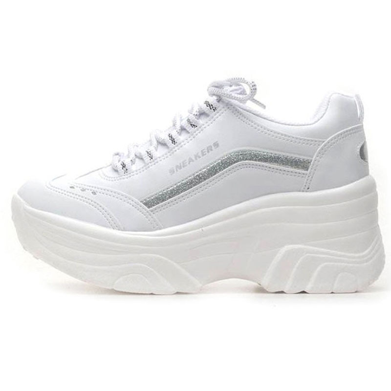 3″ High Heel Sneakers Cheerleaders Shoes Wedge Platforms Cheer Boots White Shoes