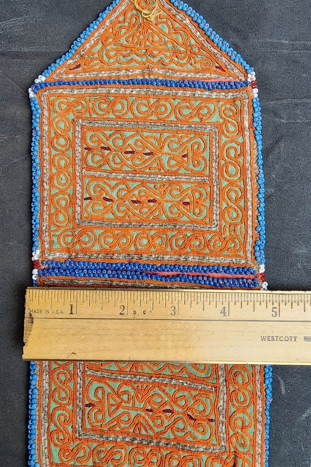 Kuchi Afghan Pouch Wallet Handmade Beaded Orange-Yellow Embroidered