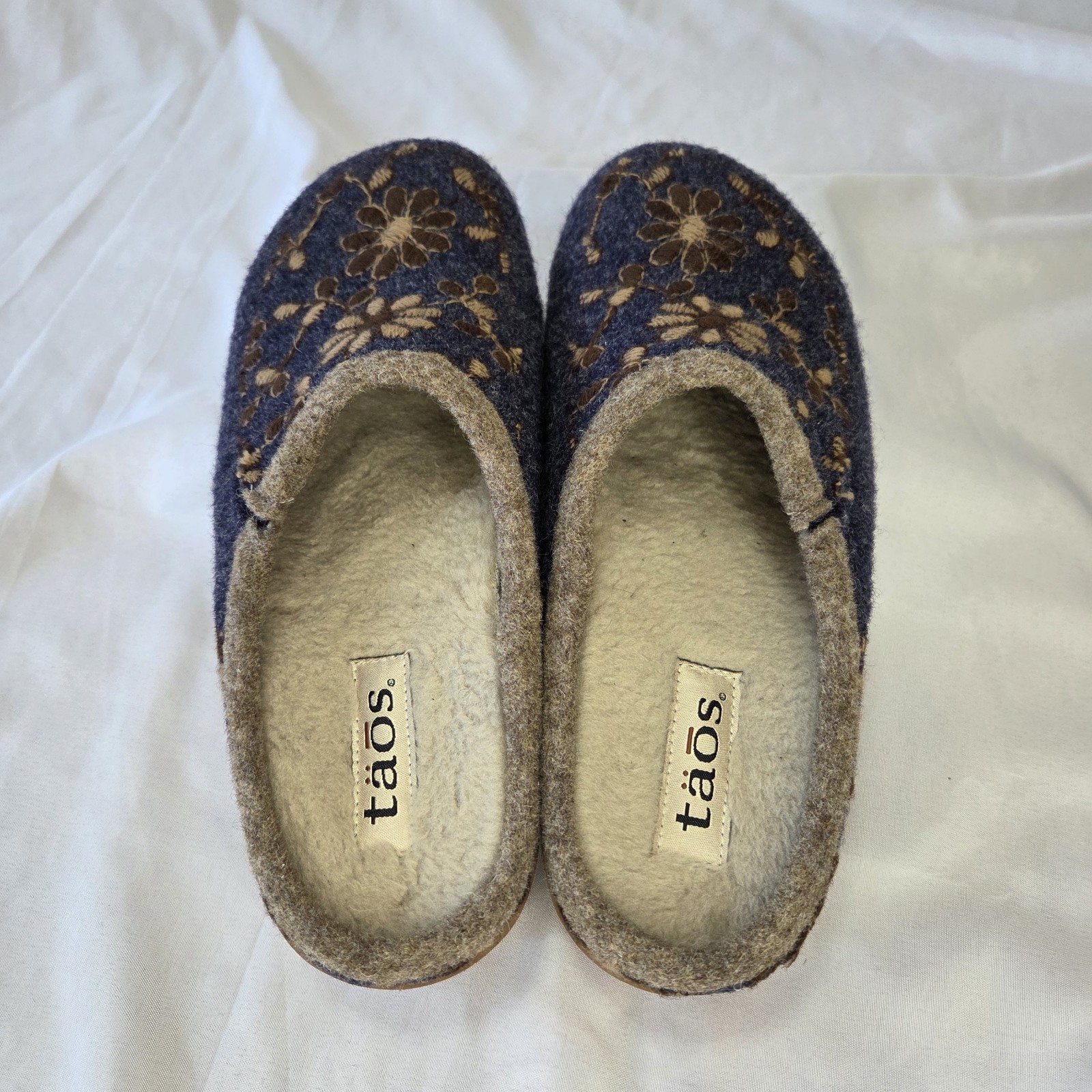 Taos Clogs Women’s 8/8.5 Woolflower Floral Wool Slip On Shoes Embroidered Eu 39