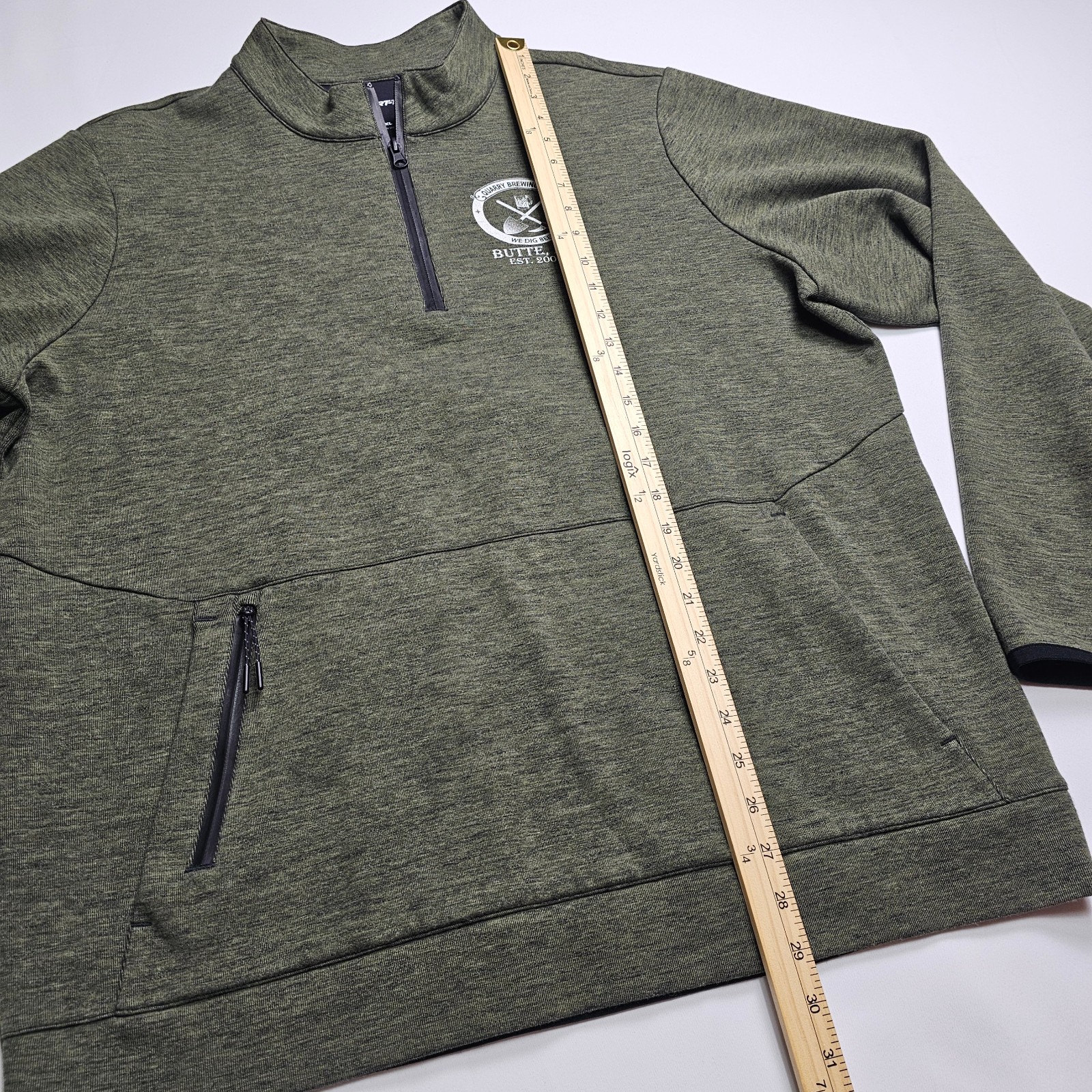 Sport-Tek 1/4-Zip Pullover Men’s XL Heather Olive – Quarry Brewing Butte MT