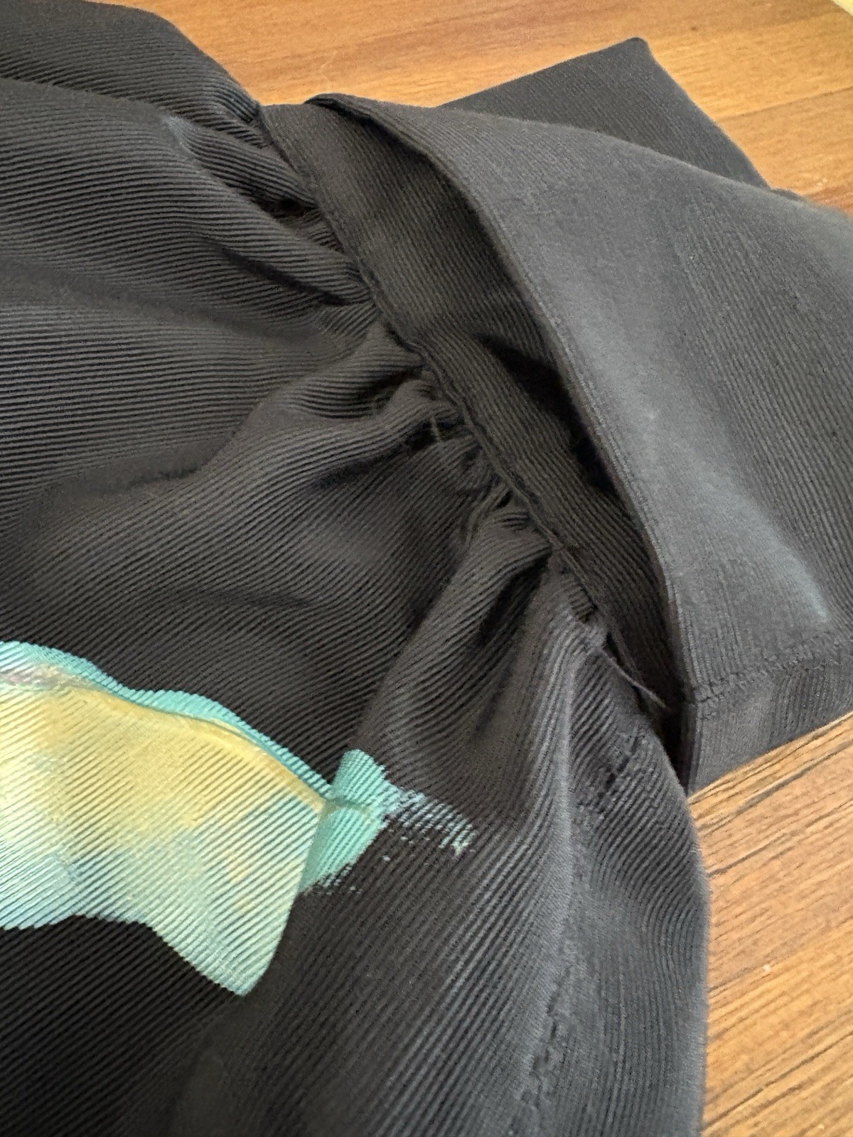 VTG TERRY & TONI Hand Painted Kimono Jacket Black Batwing Cocoon Art To Wear 80s