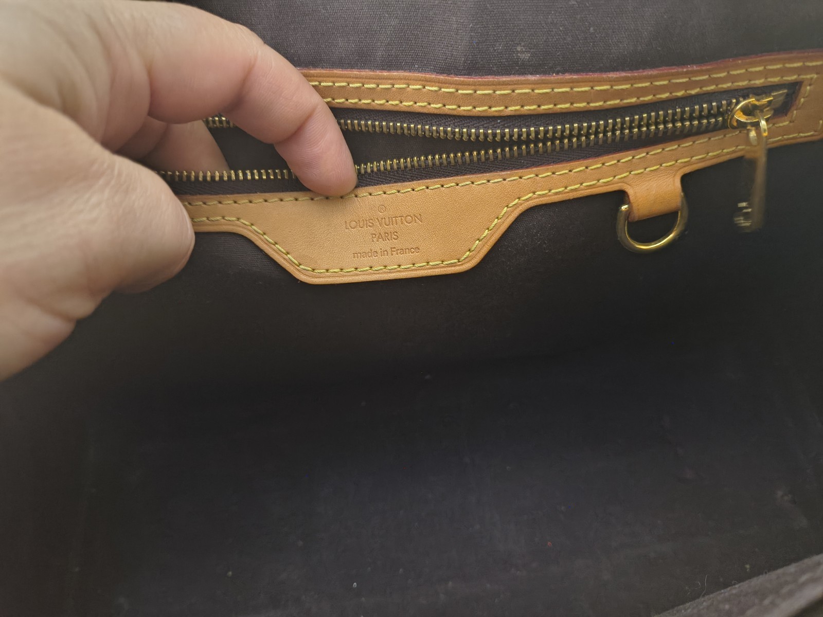 Louis Vuitton Monogram Vernis Tote Bag Brown/Burgundy Zip Gold Hardware Strap
