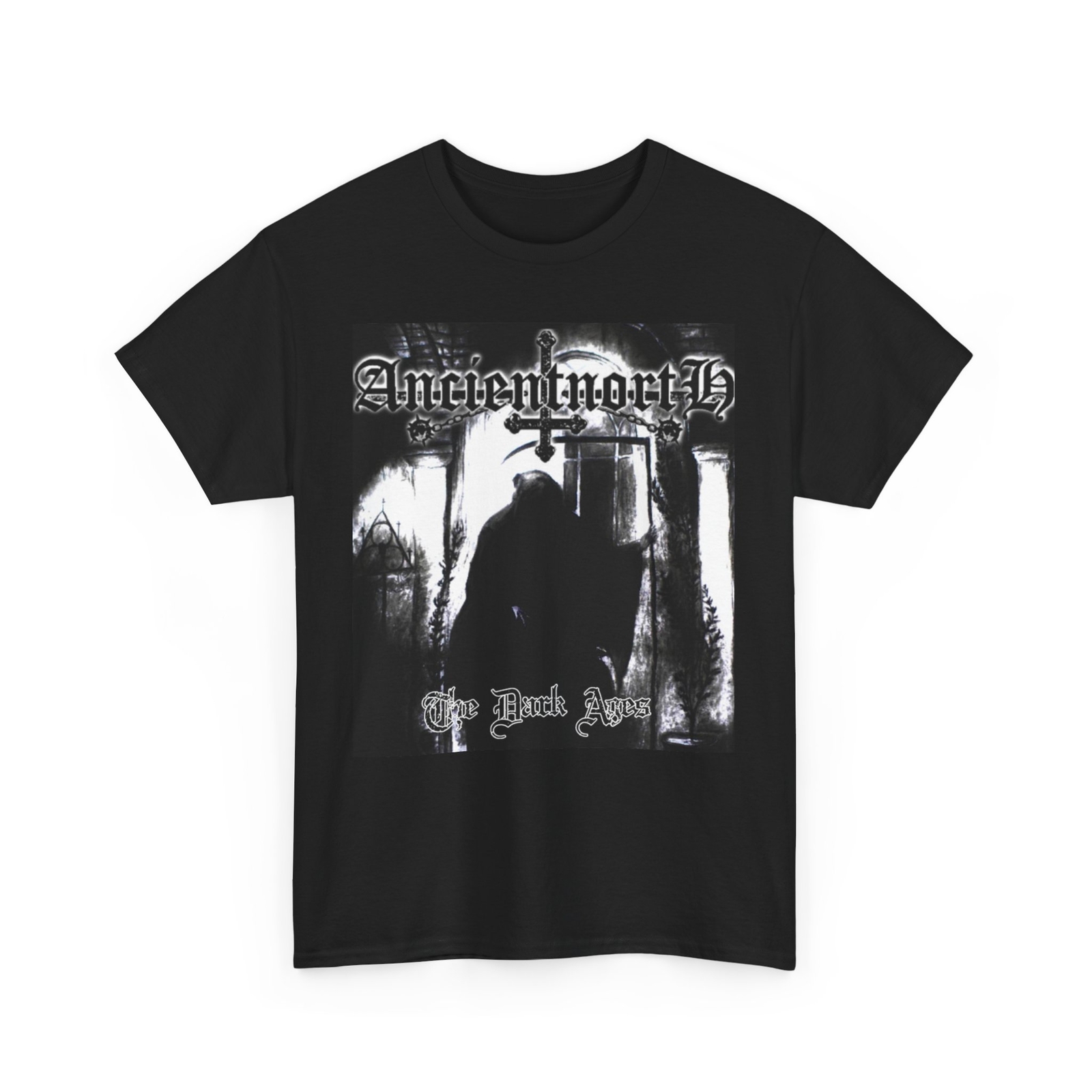Ancient North Band Tee Unisex Heavy Cotton T-Shirt, Black metal tee, Y2K