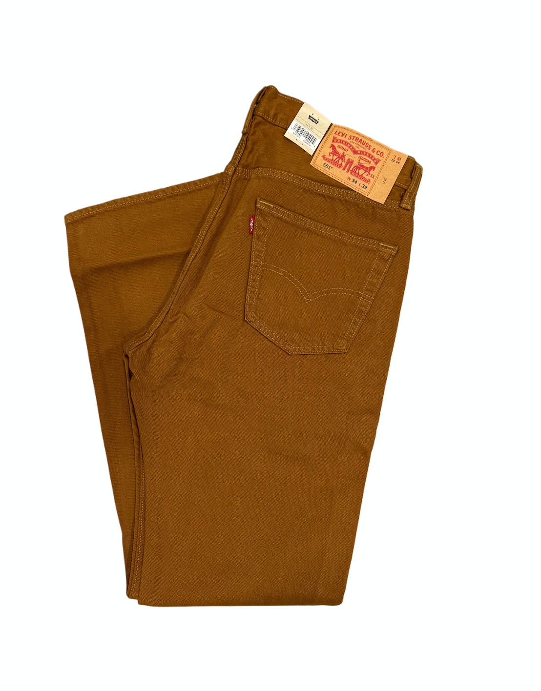 Levis 501 Jeans New Mens Original Button Fly Color Mustard Brown 005013549
