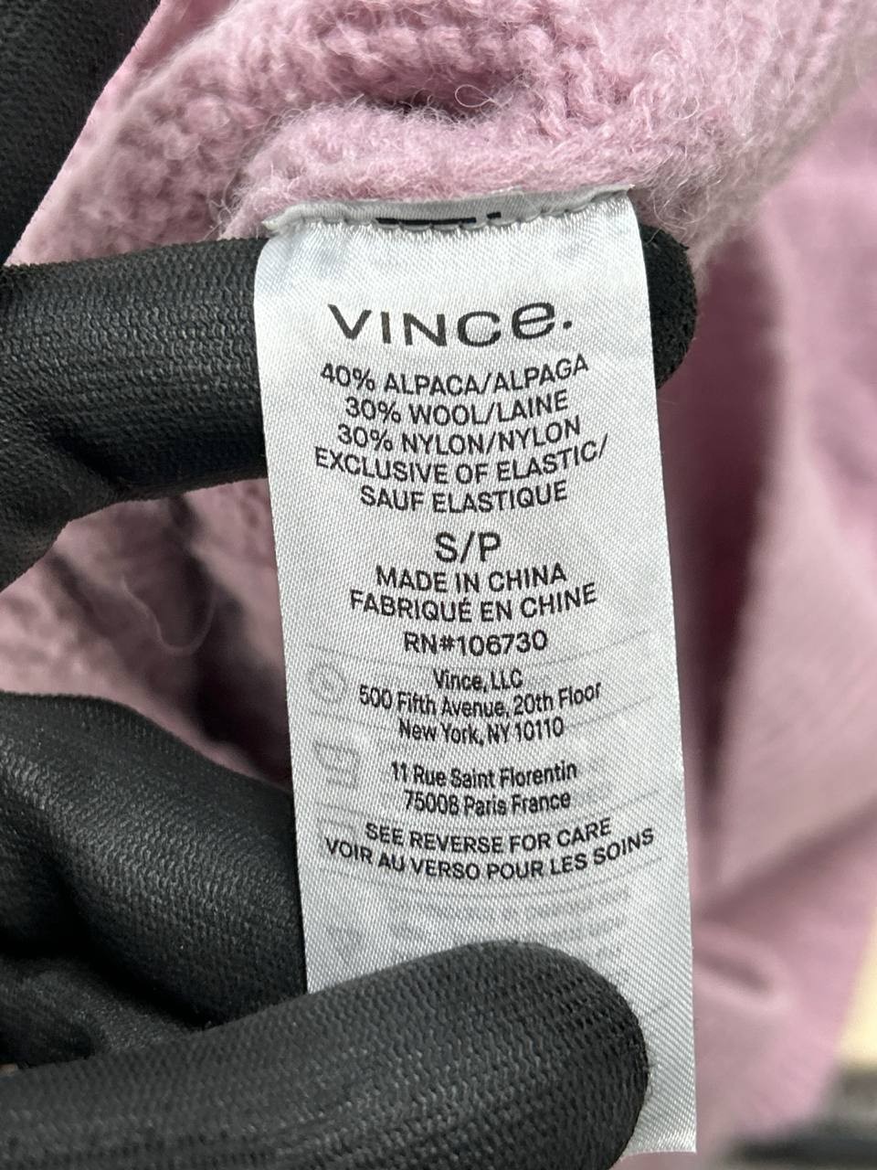 Vince Sweater Womens Small Pink Alpaca Blend Cable Knit Pullover *