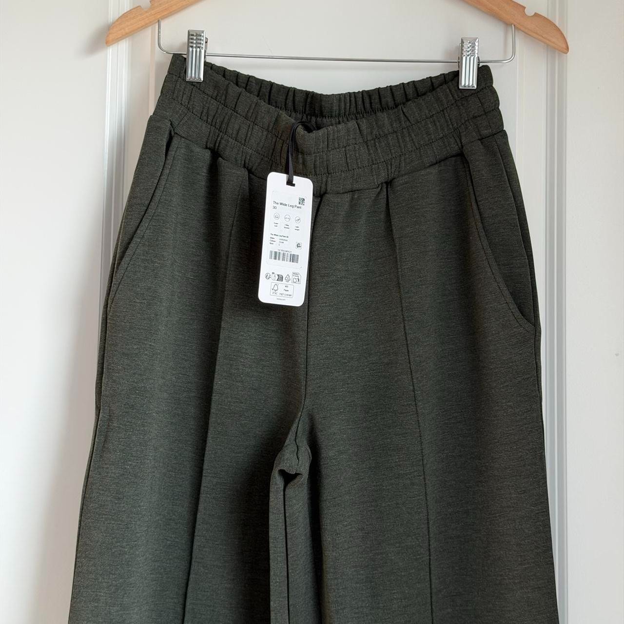 Varley The Wide Leg Pant 30″ in Olive Marl, Size Small