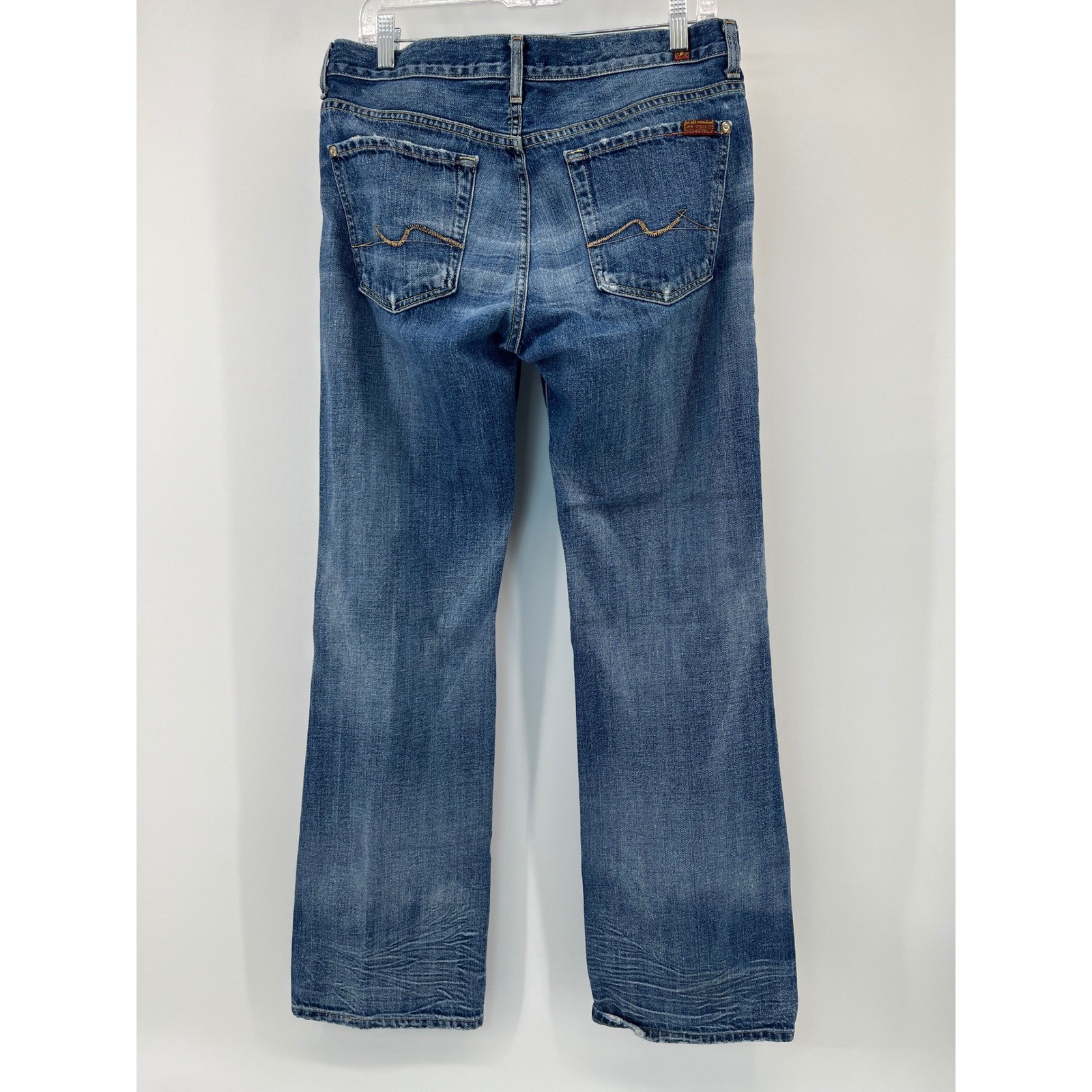 7 For All Mankind Bootcut Jeans Mens 32 Blue Medium Wash Distressed X149U-149U
