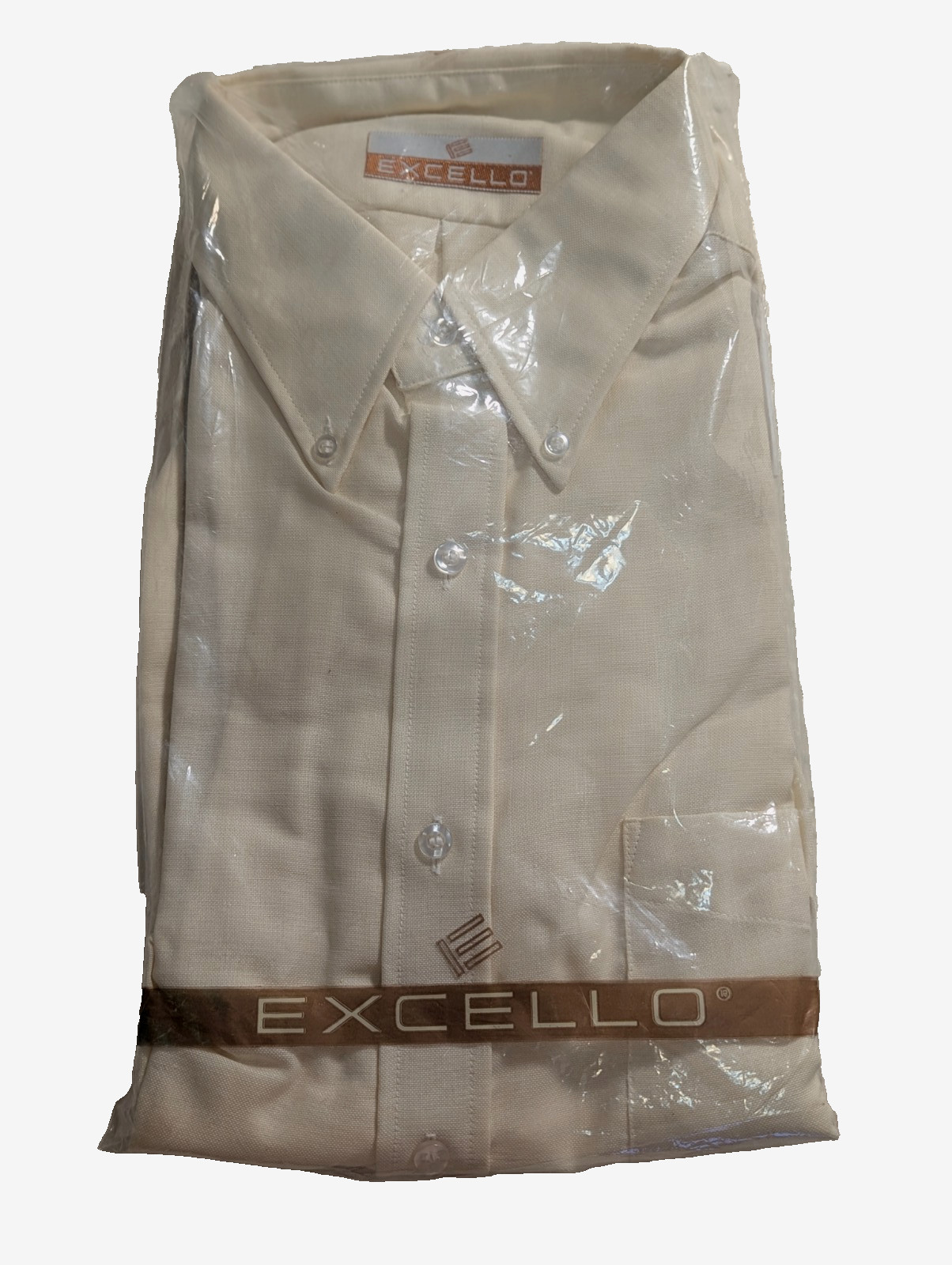 70’s Vintage Excello Long Sleeve Shirt Mens 16 1/2 /34 Cotton Yellow New In Pkg.
