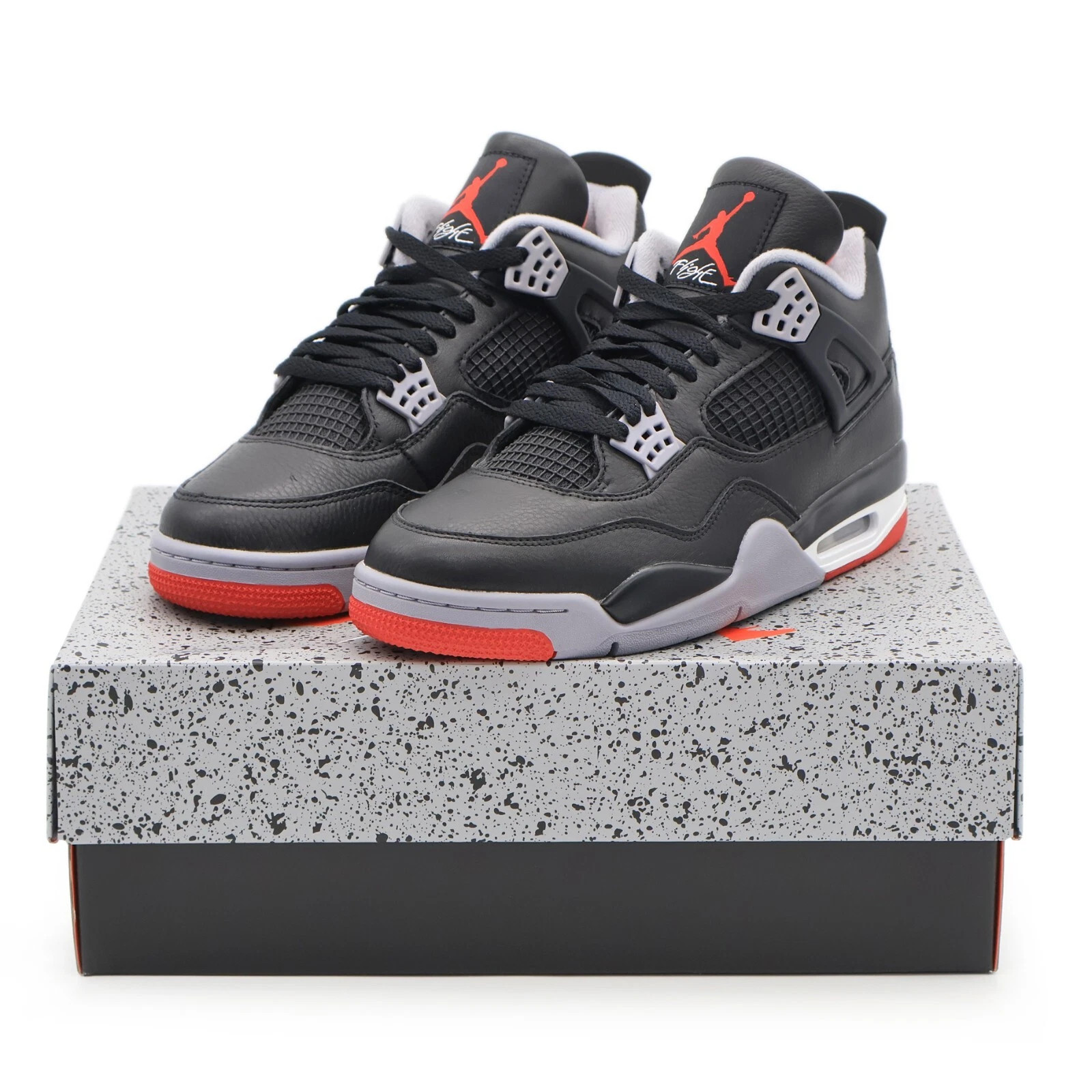 Nike Air Jordan 4 FV5029-006 Black Grey Red Leather Basketball Sneakers For Men