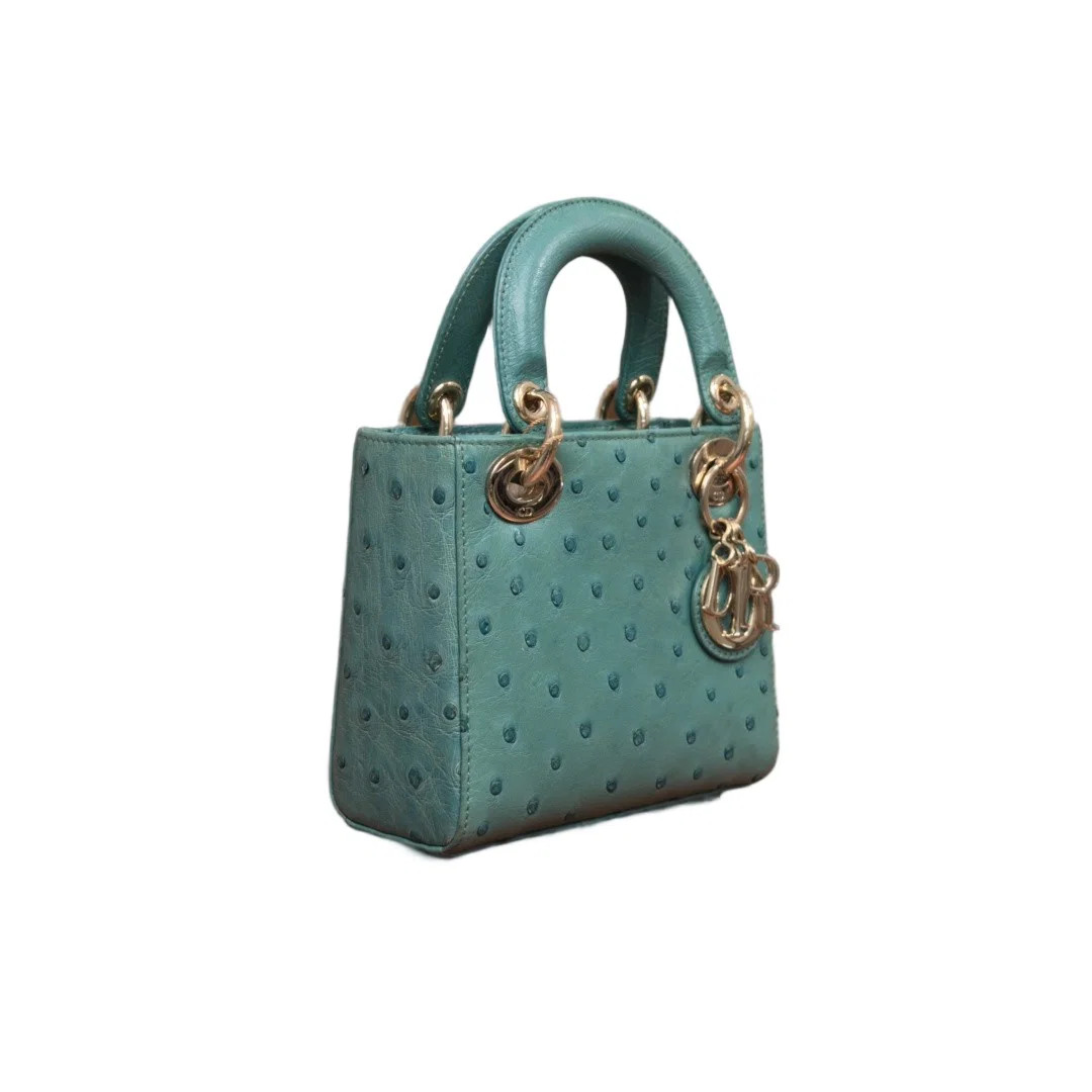 Dior Mini Lady Dior Turquoise Ostrich (zz071426e3r)