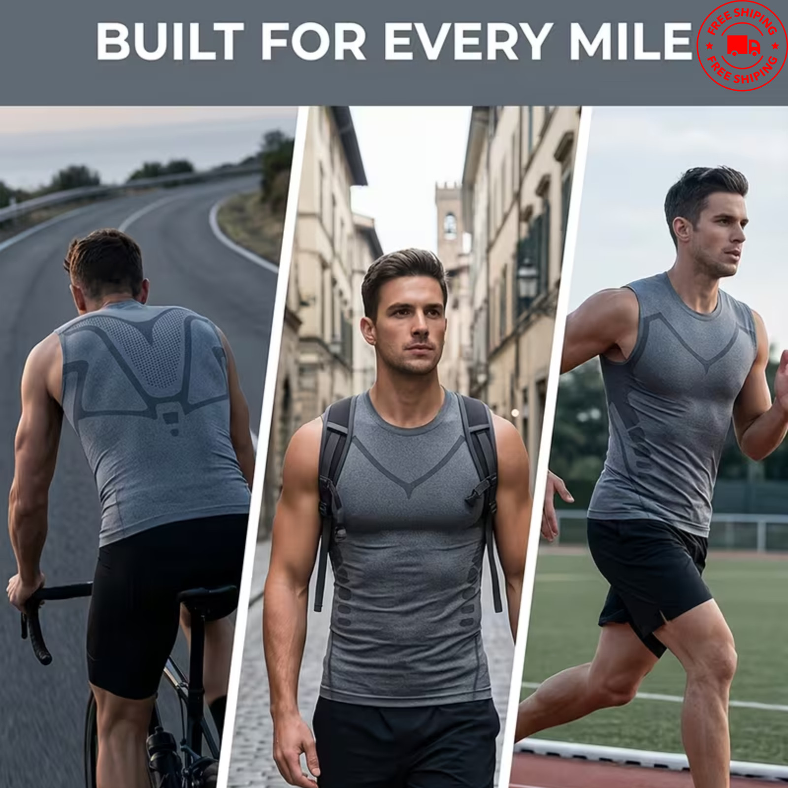 Men’s Compression Shirt Slim Fit Shapewear Tank Top Sleeveless Workout Gym Vest