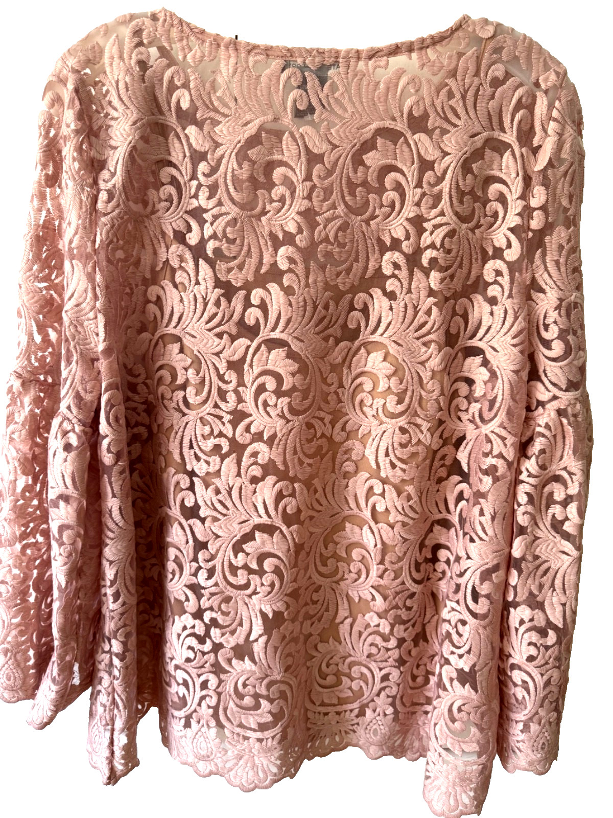 Kate & Mallory dusty pink rose Mesh lace top cami underneath long sleeve L NWOT