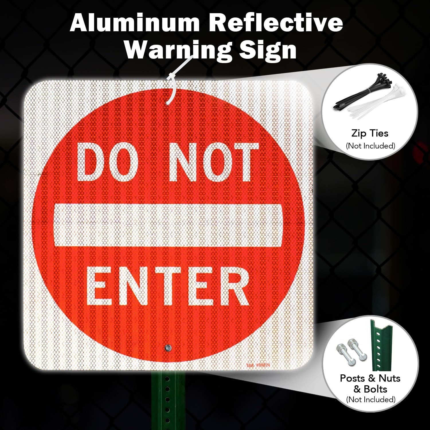 Large Do Not Enter Sign Street Road Sign 24 X 24 Inches. Engineer Grade Reflecti