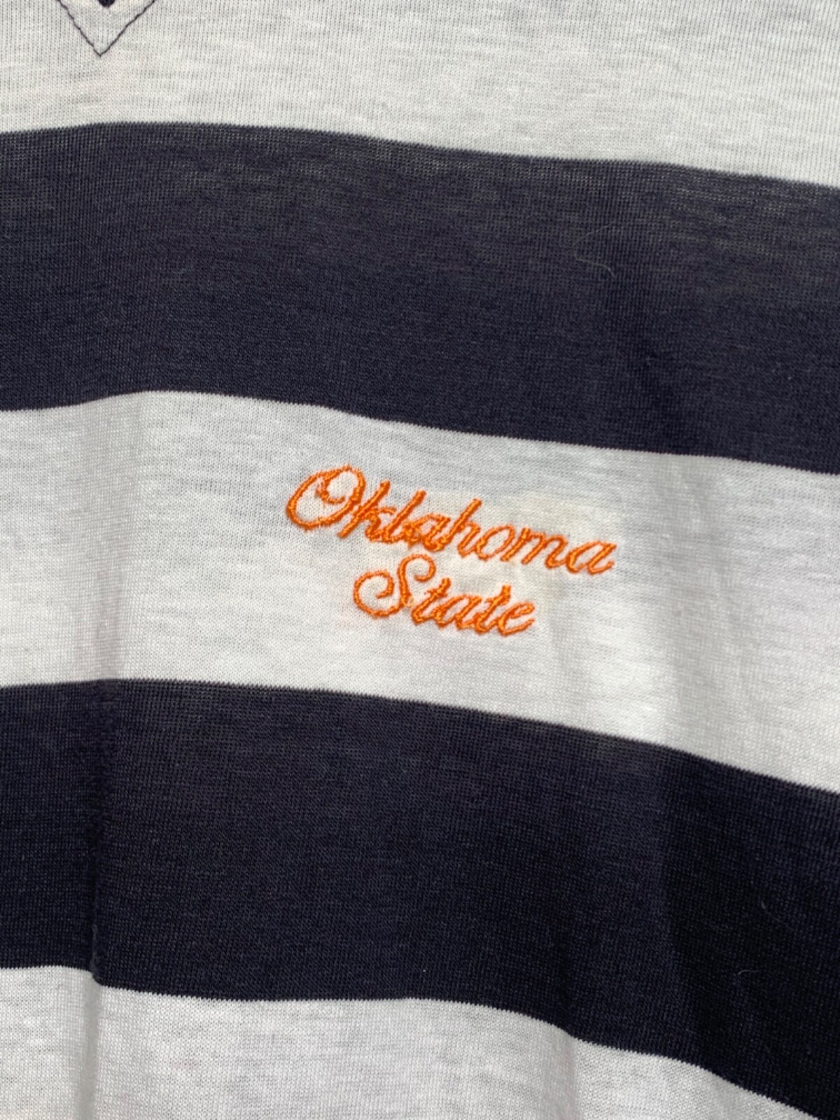 College BLVD Women Size M Black White Stripe Long Sleeve Shirt Made in USA OSU